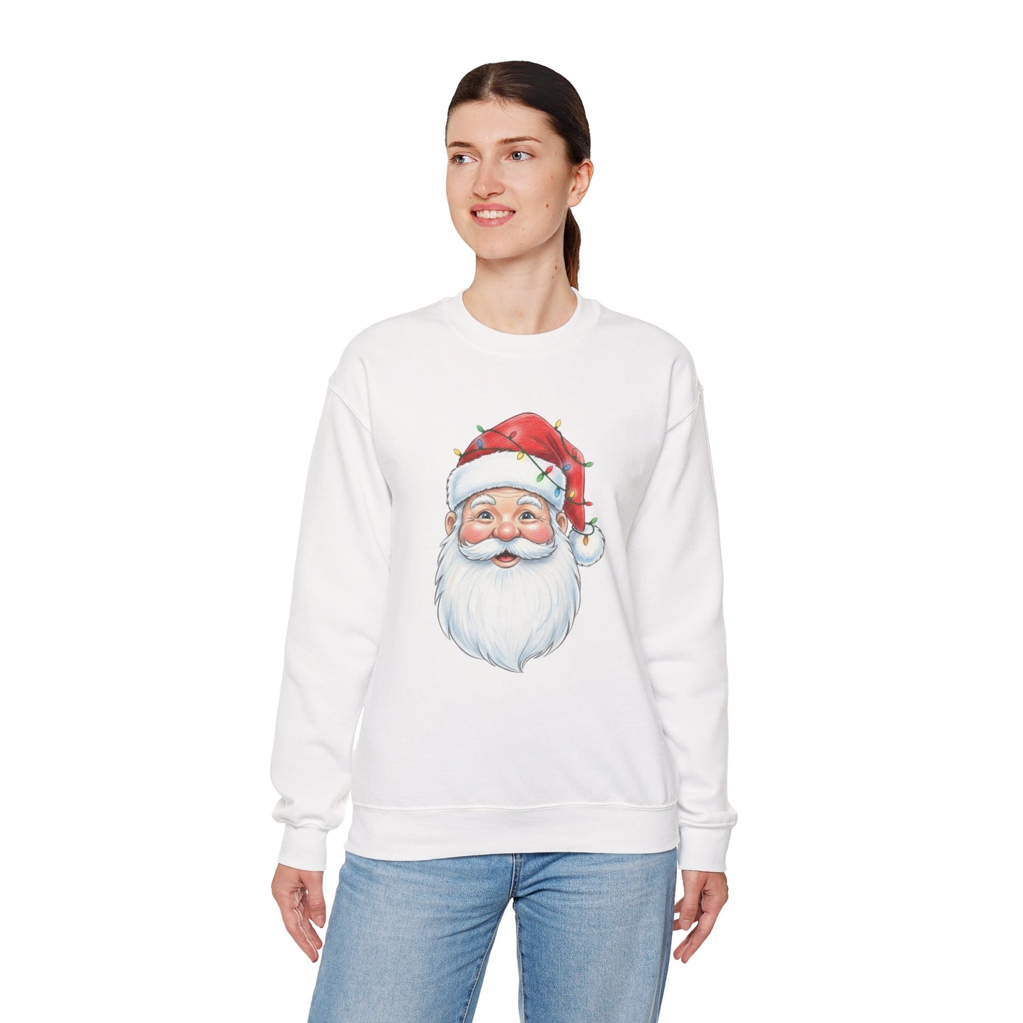 Santa Claus Christmas Sweatshirt, Vintage Santa Crewneck, Holiday Santa Face Sweater, Cute Christmas Lights Santa Shirt, Funny Xmas Sweatshirt