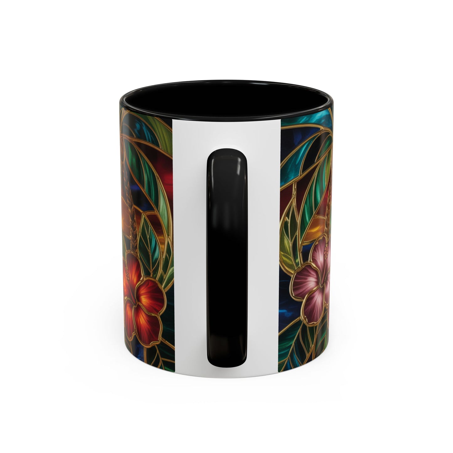 Stained Glass Tropical Sunset Mug, Hibiscus Flower Coffee Cup, Beach Lover Gift, Colorful Palm Tree Mug, Coastal Art Drinkware, Summer Cup