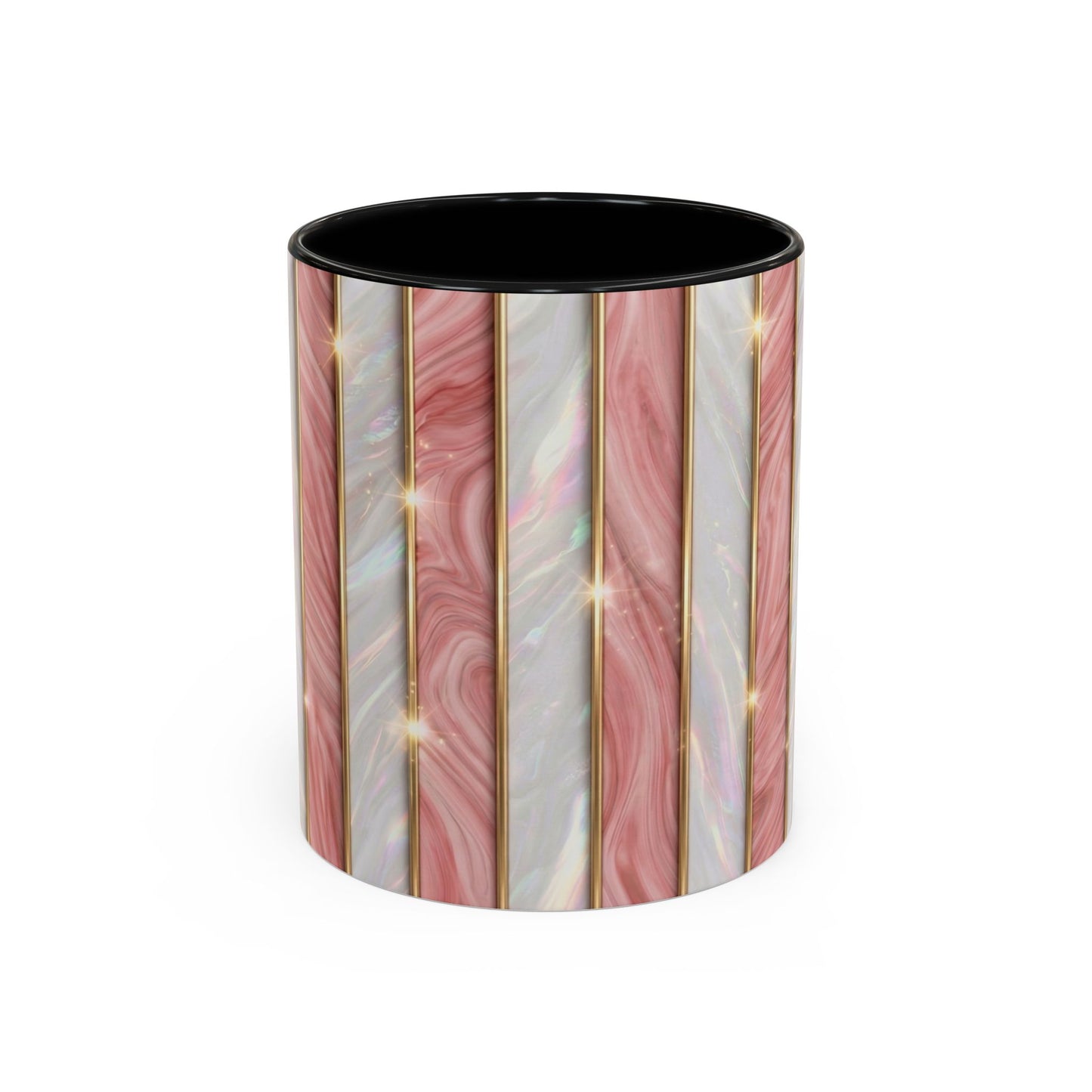 Pink Marble Coffee Mug, Gold Stripe Faux Agate Cup, Glam Desk Accessory, Elegant Tea Mug, Luxury Gift for Her, Chic Office Desk Decor
