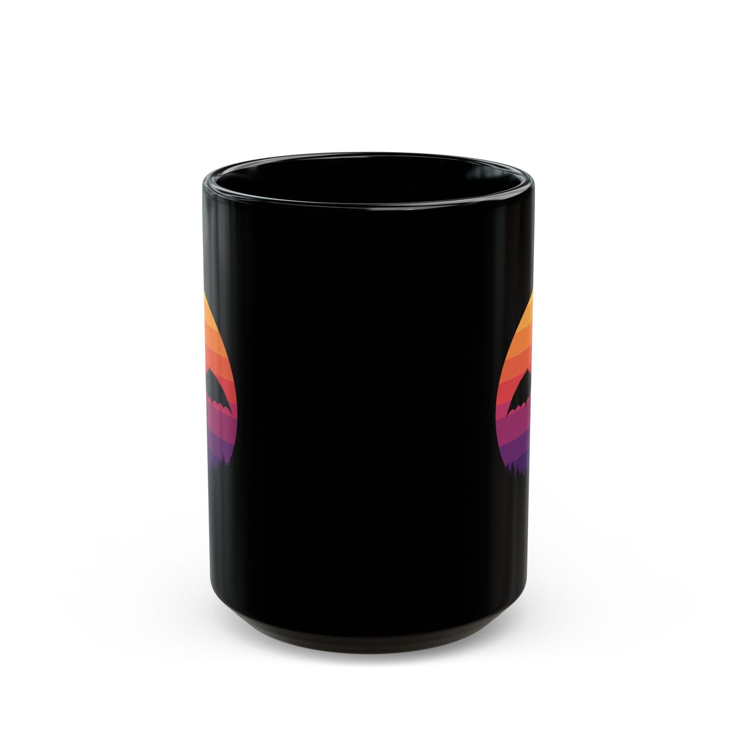 Dragon Mug, Fantasy Coffee Mug, Black Gothic Mug, Retro Sunset Dragon Gift, Gamer Mug, DnD Mug, Gift for Dragon Lover, Coffee Cup