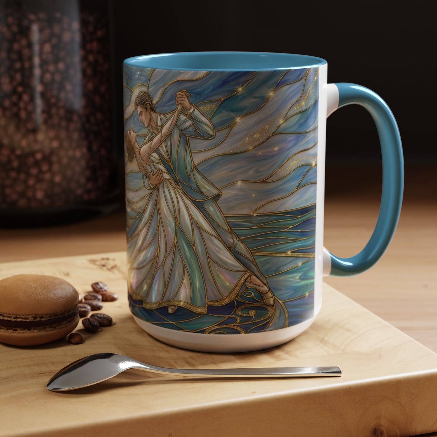 Stained Glass Mug, Dancing Couple Coffee Cup, Romantic Anniversary Gift, Ballroom Dancer Tea Cup, Wedding Present For Couple, Art Mug