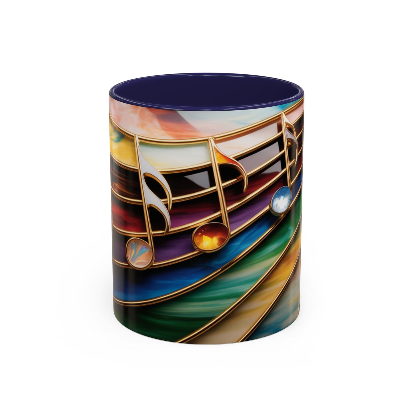 Stained Glass Music Notes Mug - Colorful Music Lover Gift - Music Teacher Mug - Treble Clef Coffee Cup - Musician Gift Idea - 11oz & 15oz Ceramic Mug