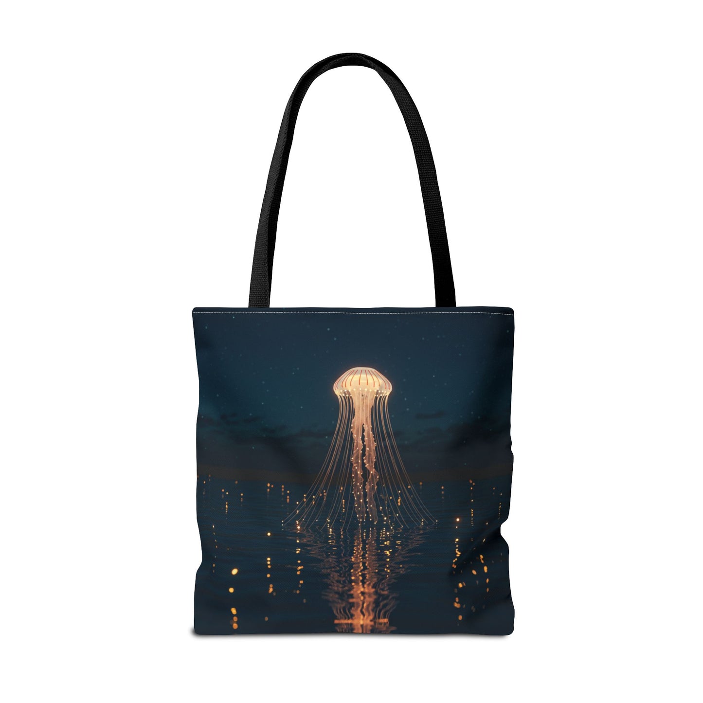 Luminous Jellyfish Tote Bag, Glow-Inspired Ocean Design Shoulder Bag, Durable Polyester Tote For Everyday Style, Gifts, And Coastal Fashion