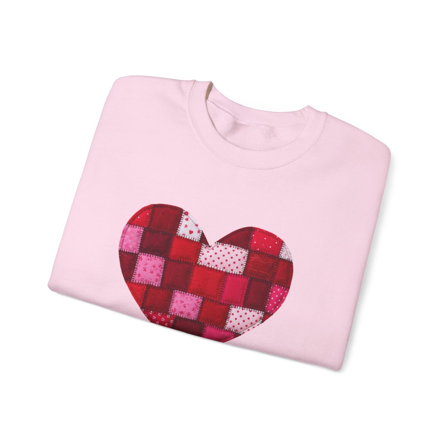 Faux Patchwork Heart Sweatshirt, Quilted Look Heart Pullover, Cozy Valentine Crewneck, Handmade Style Sweatshirt, Love Heart Shirt, Valentine Gift