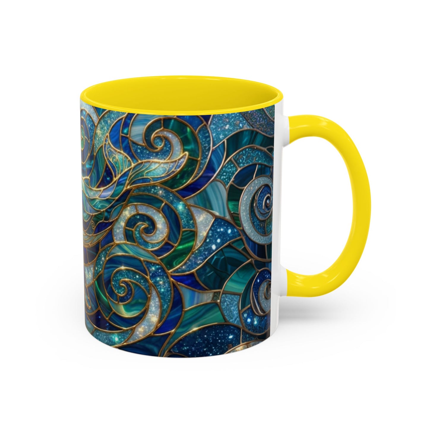 Stained Glass Whale Mug, Ocean Art Coffee Cup, Blue Sea Life Design, Nautical Gift For Ocean Lovers, Colorful Stained Glass Whale Cup
