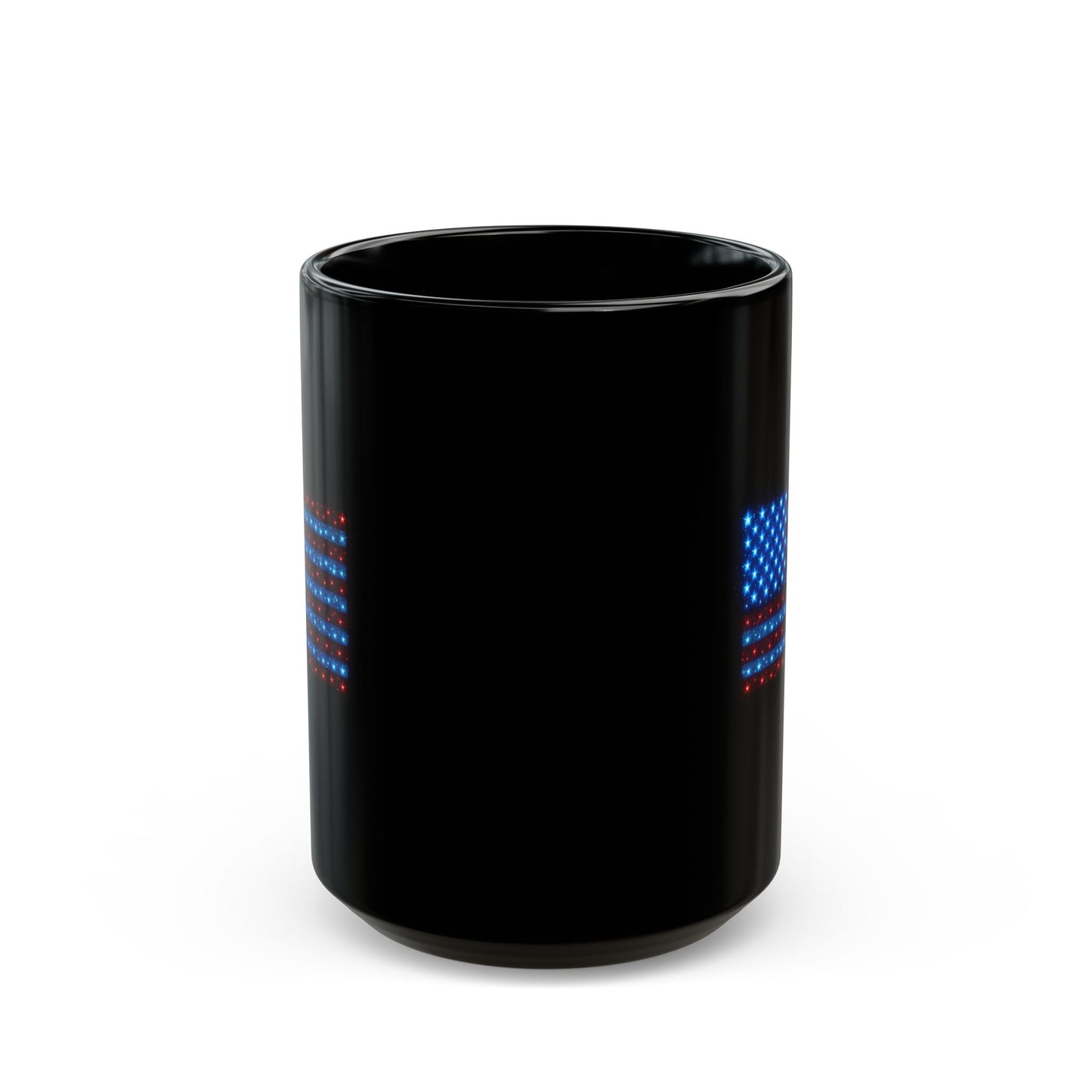 American Flag Coffee Mug – Black Ceramic USA Patriotic Cup, Red White Blue Stars & Stripes Design | 11oz 15oz Gift for Veterans, 4th of July