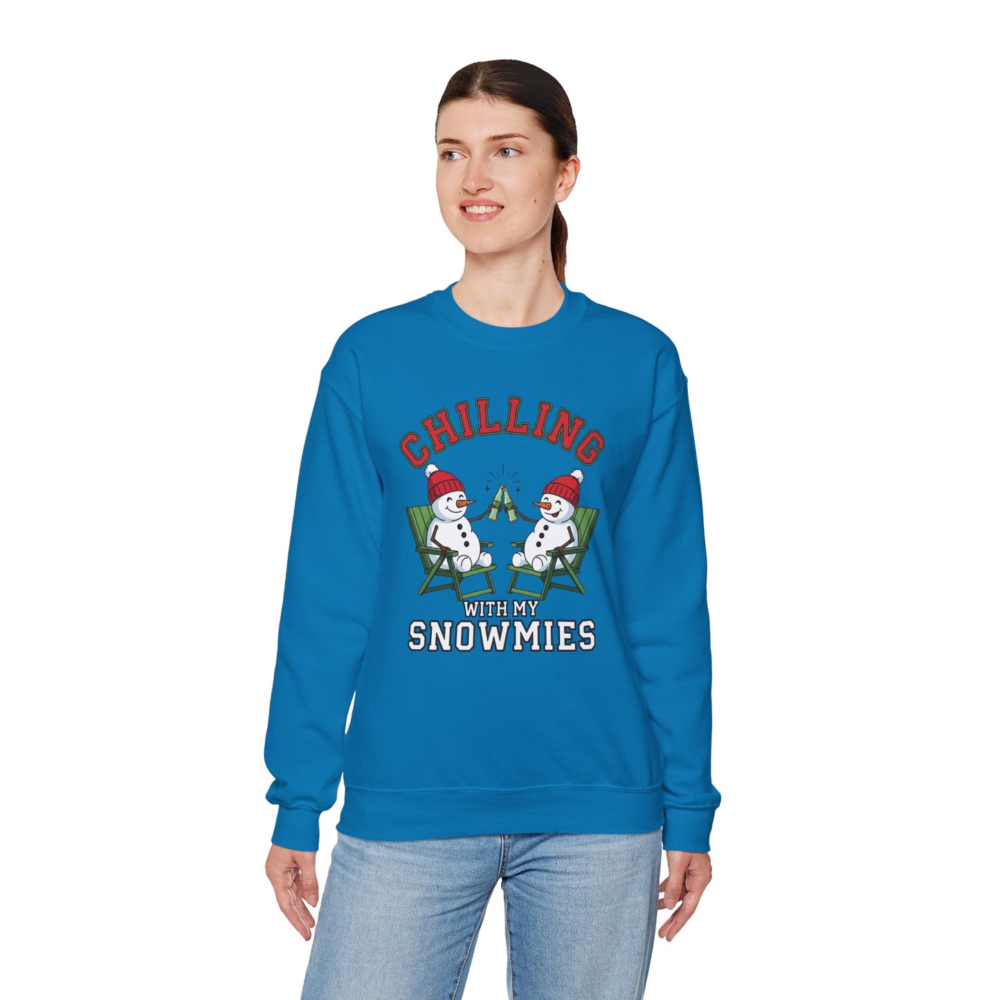 Chilling With My Snowmies Sweatshirt - Funny Christmas Snowman Sweater, Holiday Party Shirt, Cute Winter Gift, Matching Friends Xmas Top