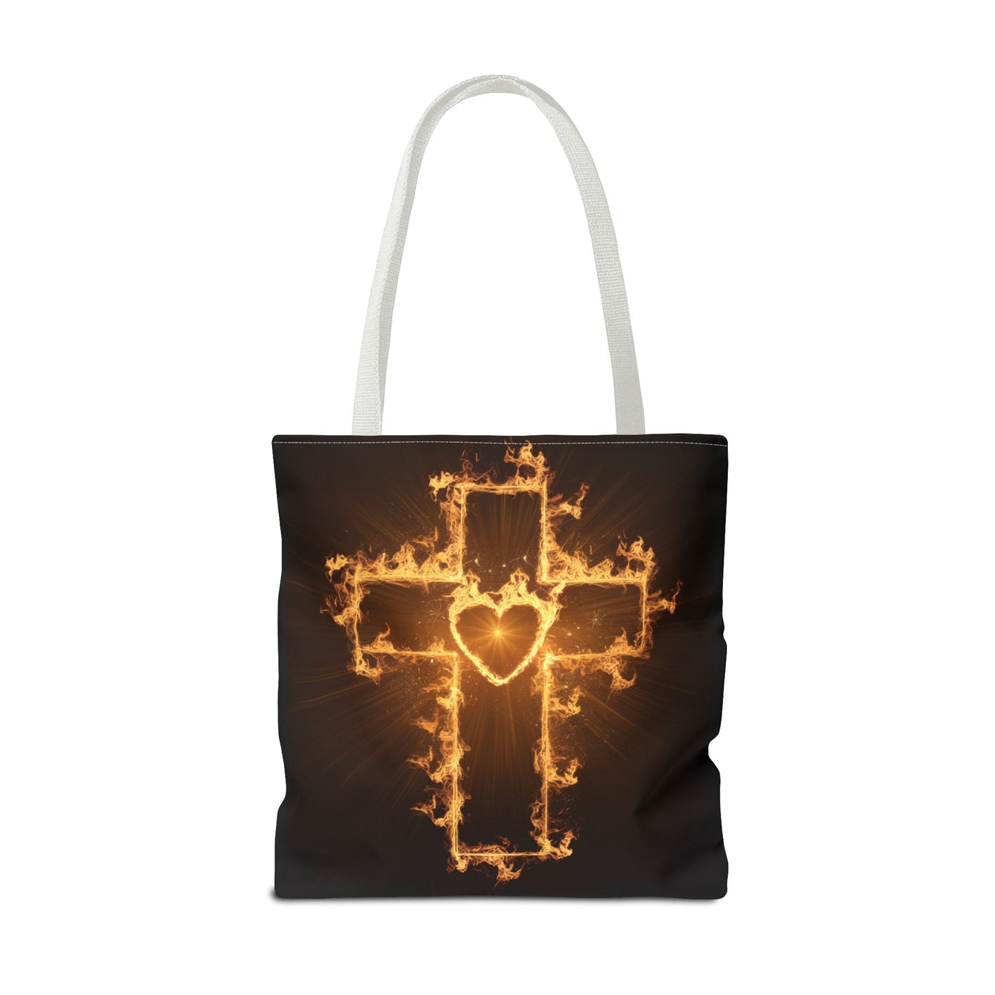 Stylish Flame Cross Tote Bag - Faith-Inspired Fashion