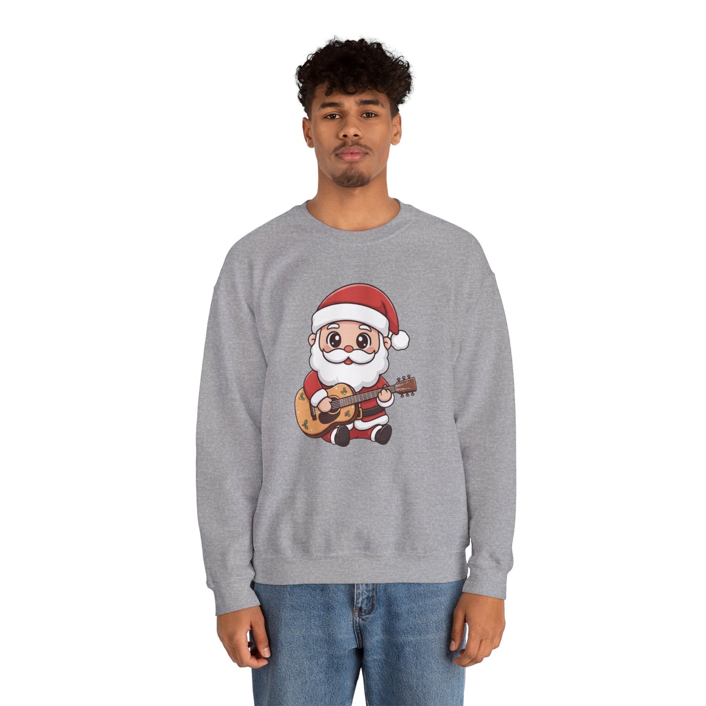 Cute Santa Guitar Sweatshirt | Christmas Music Lover Sweater | Holiday Crewneck | Funny Santa Musician Shirt | Cozy Xmas Gift for Him or Her