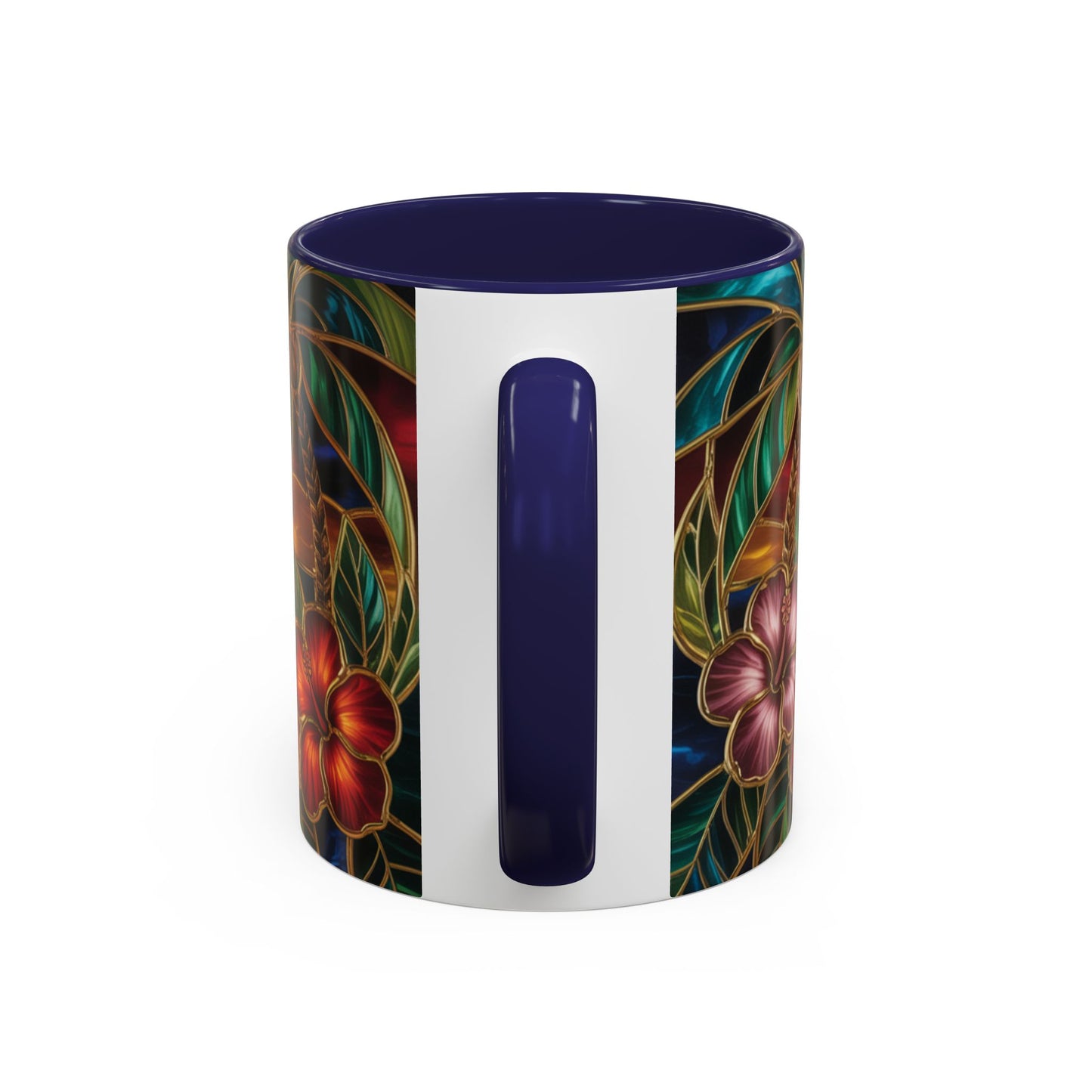 Stained Glass Tropical Sunset Mug, Hibiscus Flower Coffee Cup, Beach Lover Gift, Colorful Palm Tree Mug, Coastal Art Drinkware, Summer Cup
