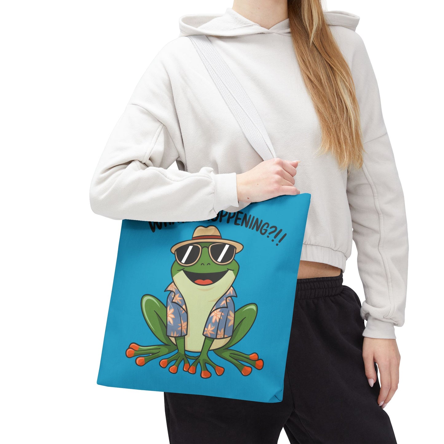 Frog Tote Bag - What's Hoppening Pun Design