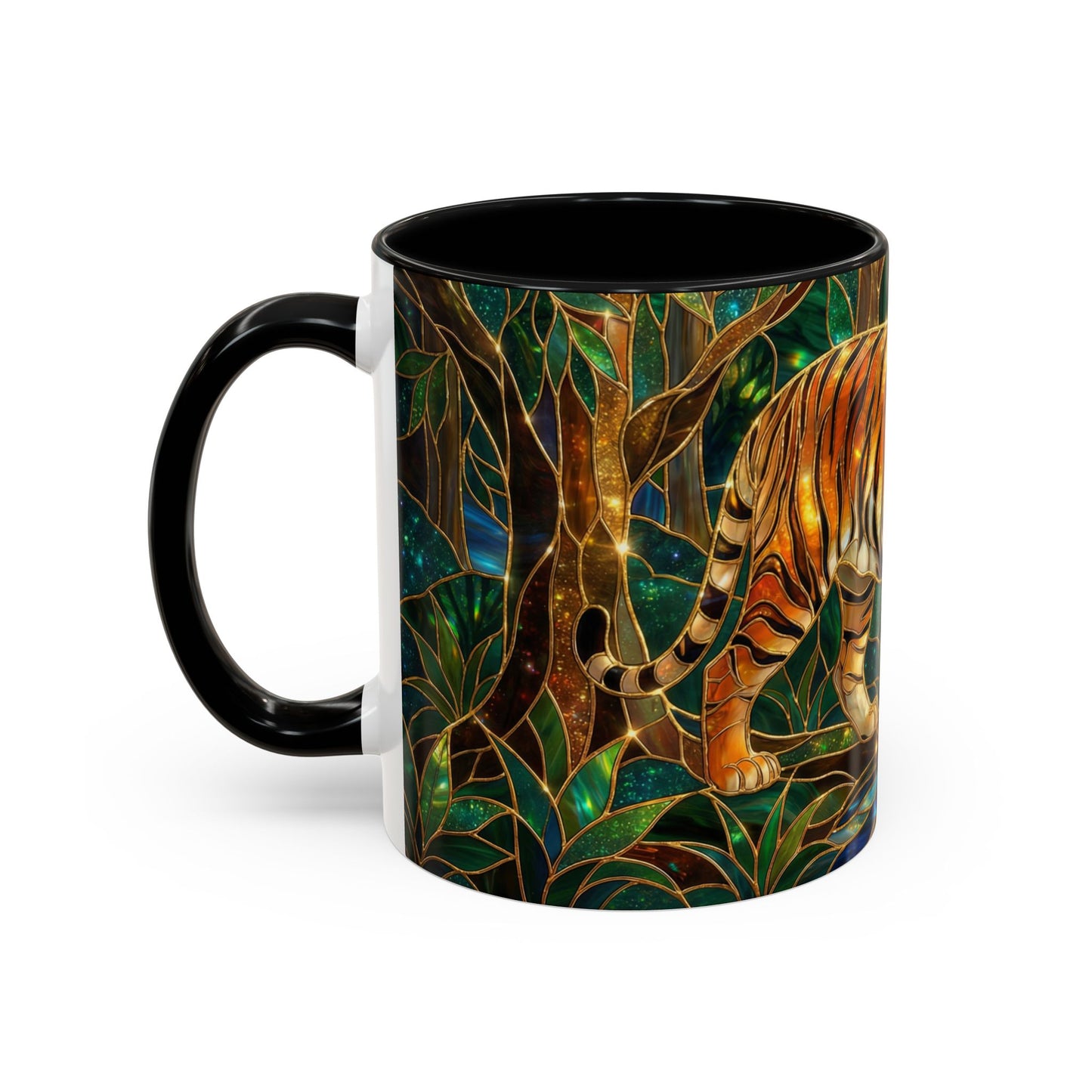 Stained Glass Tiger Mug, Tiger Coffee Cup, Wildlife Art Mug, Jungle Tiger Gift, Animal Lover Mug, Nature Inspired Coffee Cup