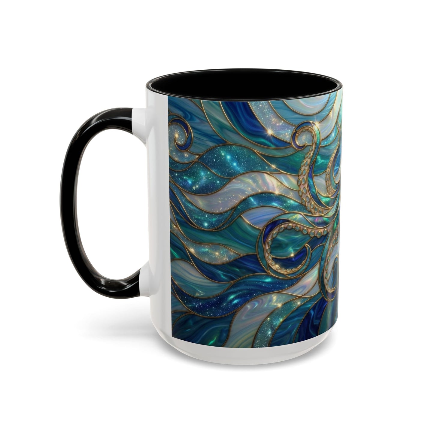 Stained Glass Octopus Mug, Octopus Coffee Mug, Ocean Art Mug, Nautical Decor Cup, Sea Creature Mug, Octopus Lover Gift
