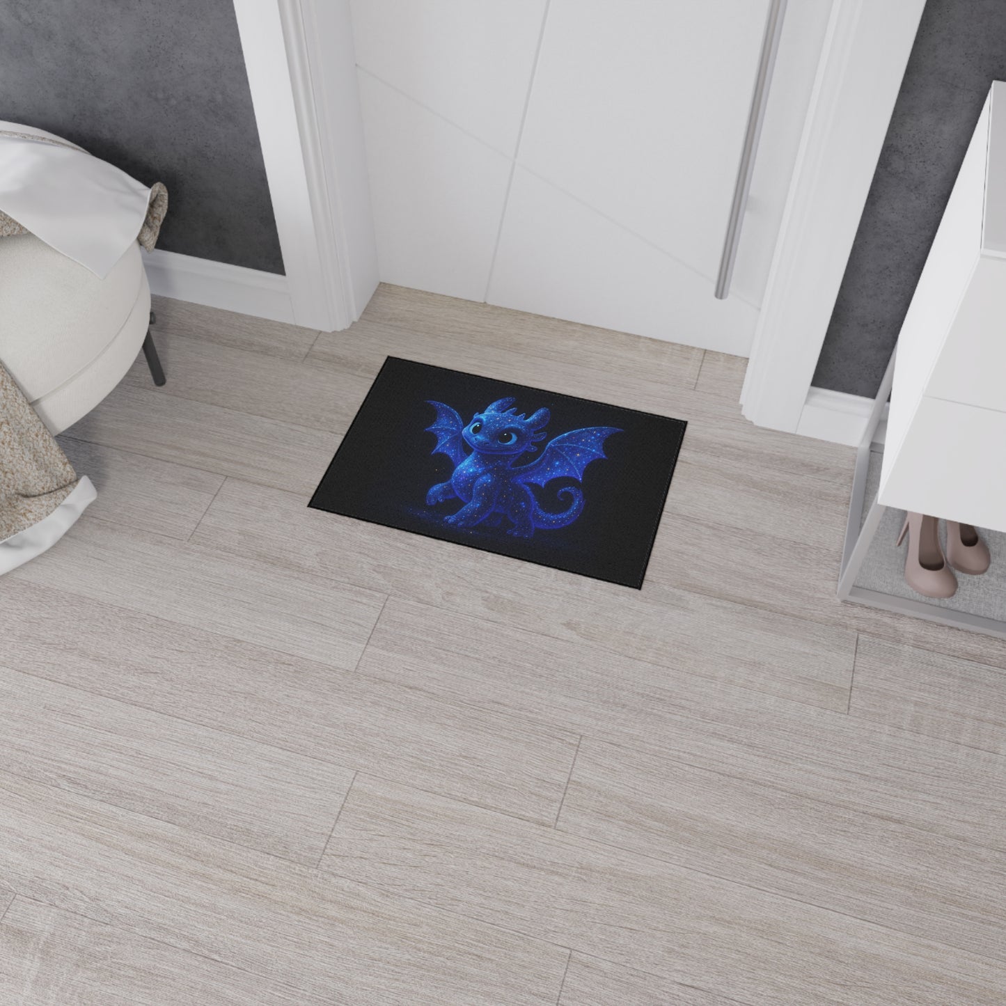 Galaxy Baby Dragon Floor Mat | Fantasy Dragon Rug for Kids Room, Nursery, Gamer Decor | Cute Creature Doormat for Entryway or Bedroom