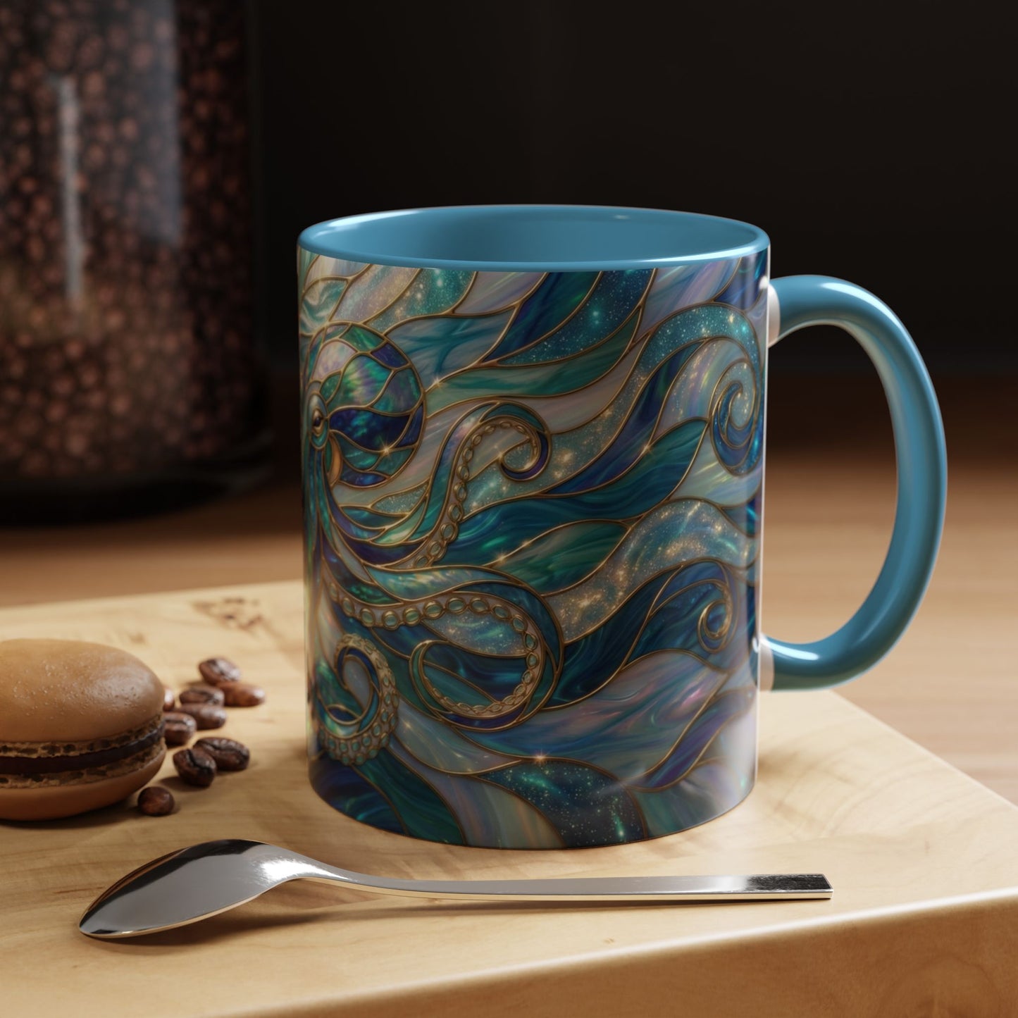 Stained Glass Octopus Mug, Octopus Coffee Mug, Ocean Art Mug, Nautical Decor Cup, Sea Creature Mug, Octopus Lover Gift