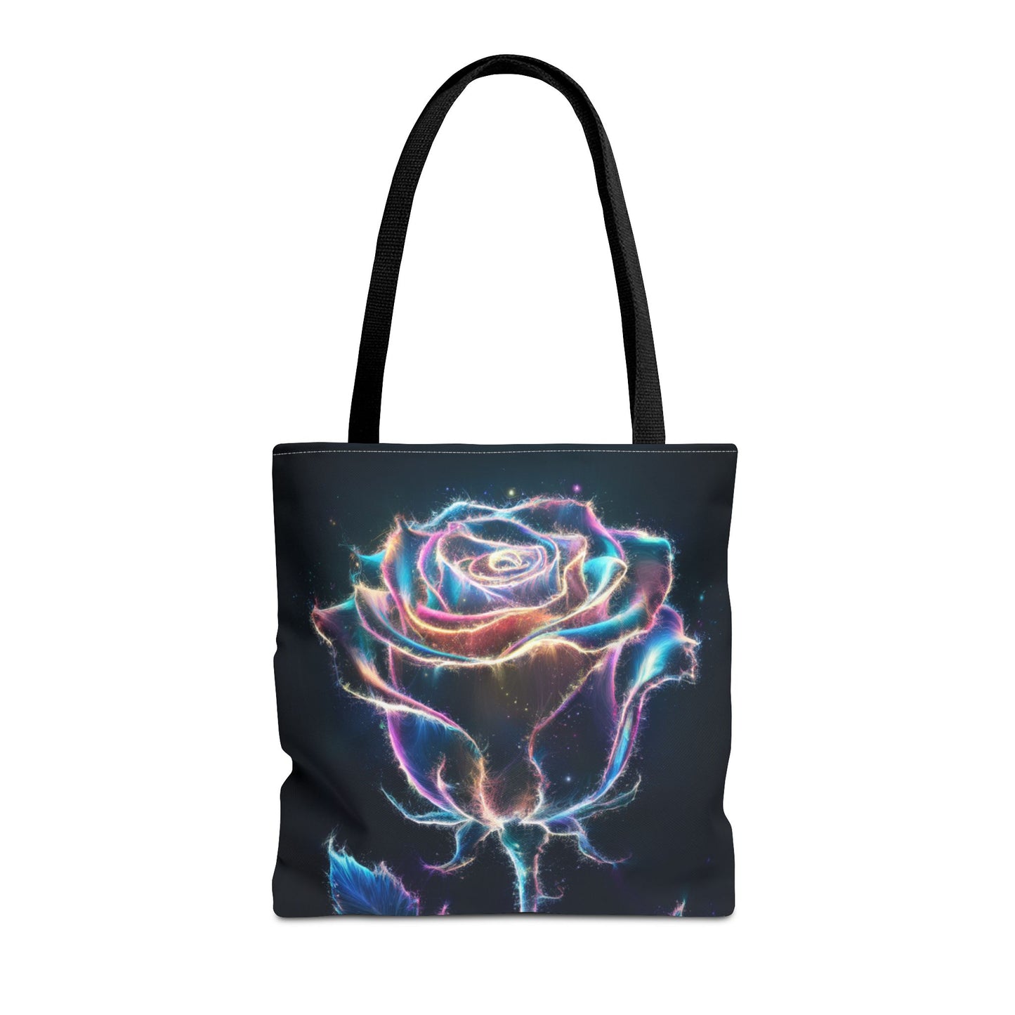 Neon Rose Tote Bag • Electric Floral Art Tote • Neon Glow Rose Canvas Carry-All • Vibrant Statement Floral Tote • Gift for Art Lovers