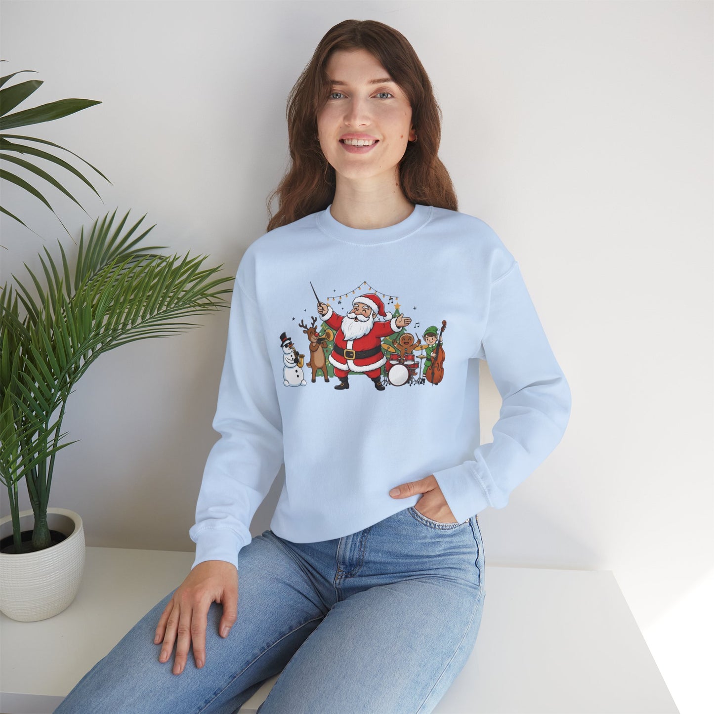 Santa’s Christmas Band Sweatshirt | Funny Holiday Crewneck | Festive Unisex Christmas Sweater | Cozy Winter Gift
