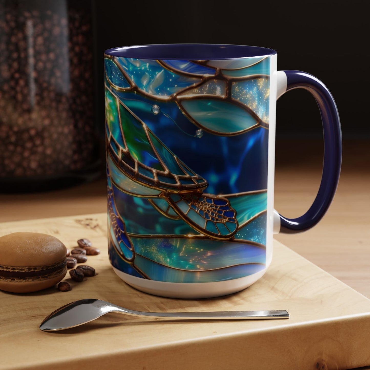 Stained Glass Sea Turtle Mug, Ocean Turtle Coffee Cup, Coastal Beach Mug Gift, Marine Life Art Cup, Sea Lover Gift, Ocean Wildlife Mug
