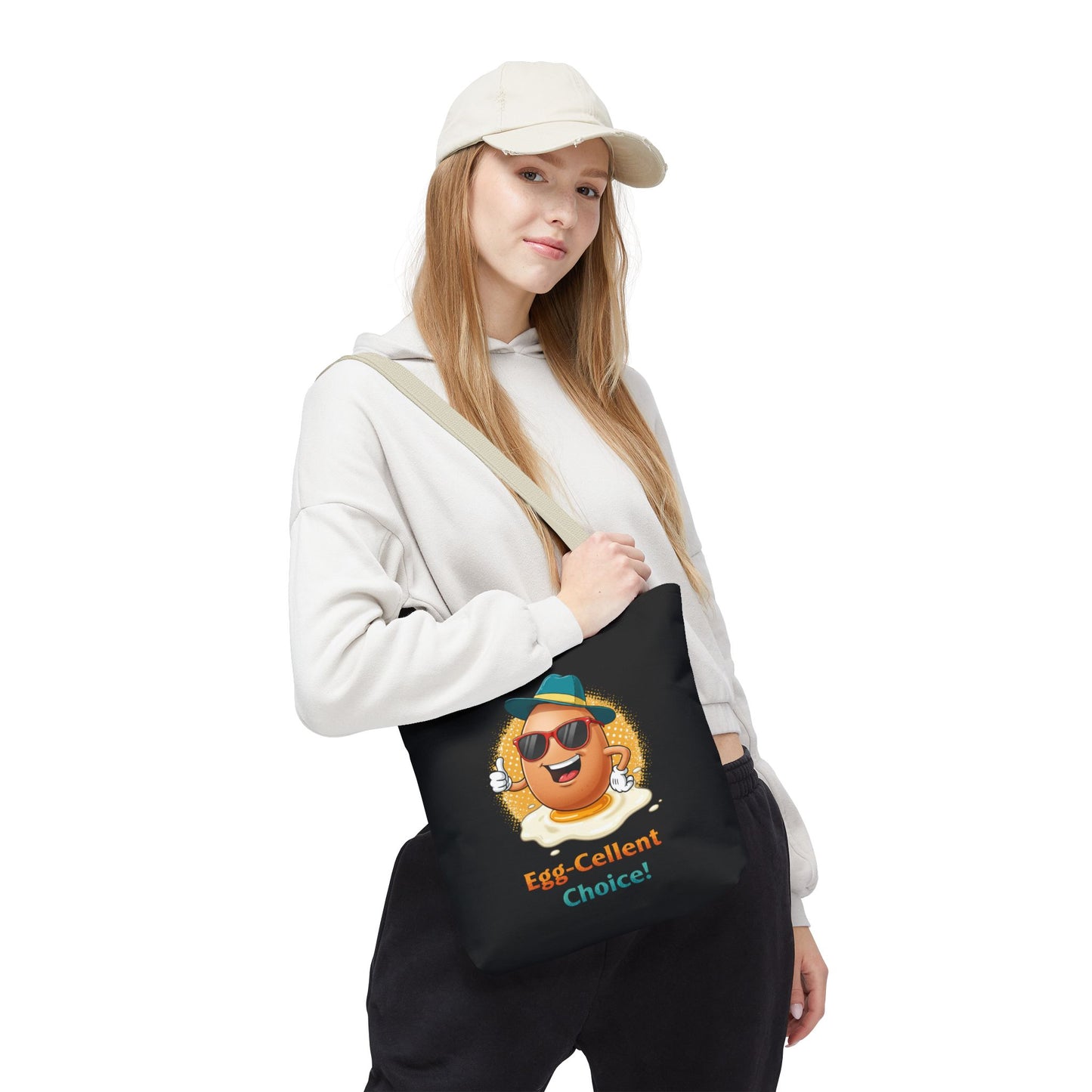Tote Bag: Egg-Cellent Choice Thumbs Up Pun Design