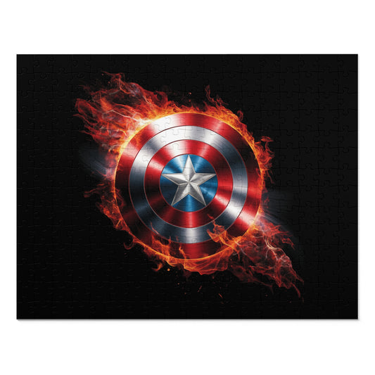 Fire & Shield Jigsaw Puzzle with Tin | Marvel-Inspired Home Décor