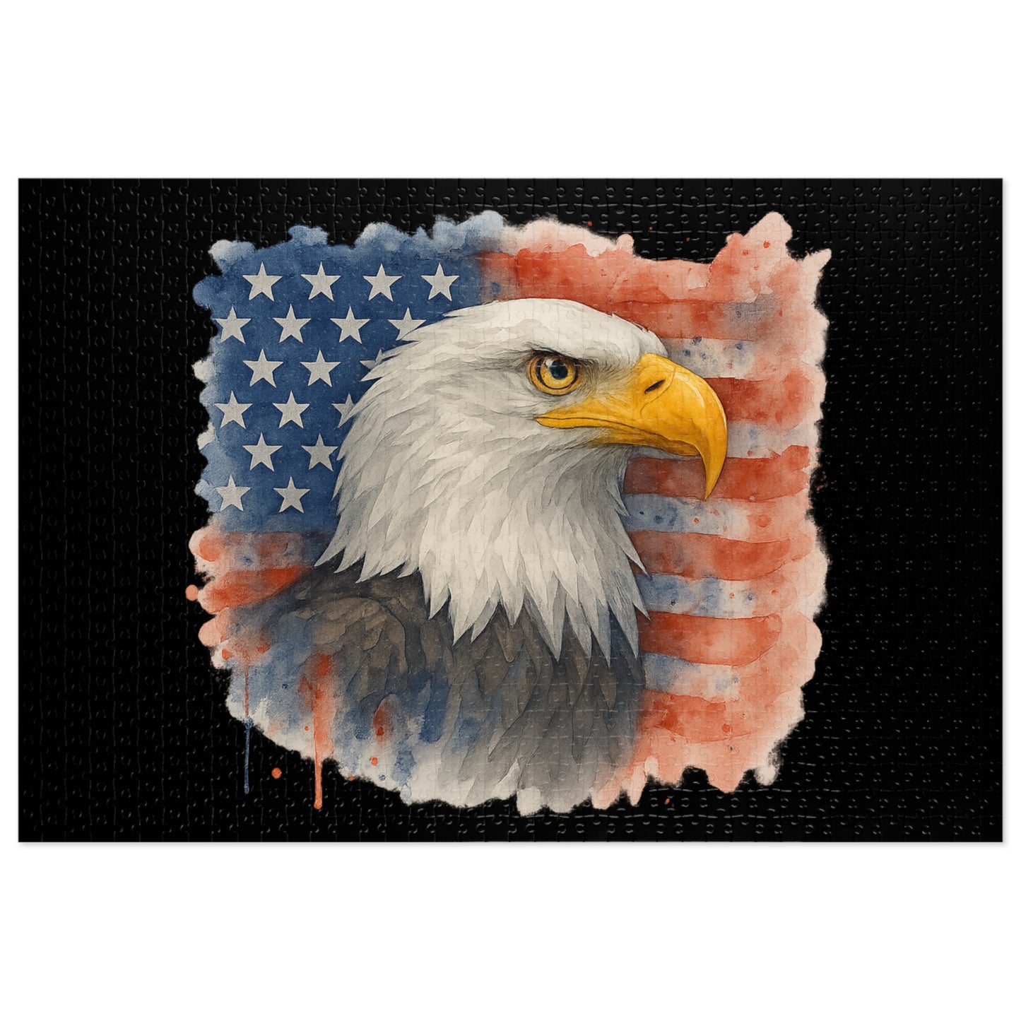 Eagle American Flag Jigsaw Puzzle with Tin Memorial Day Puzzle 4th of July Game Veteran's Day Jigsaw