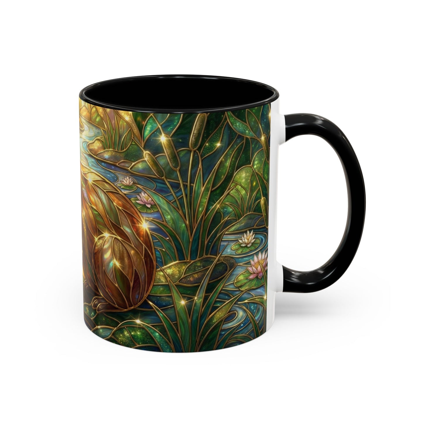 Capybara Coffee Mug, Stained Glass Capybara Art Mug, Cute Animal Lover Gift, Nature Inspired Ceramic Coffee Cup, Unique Wildlife Mug, 11oz 15oz