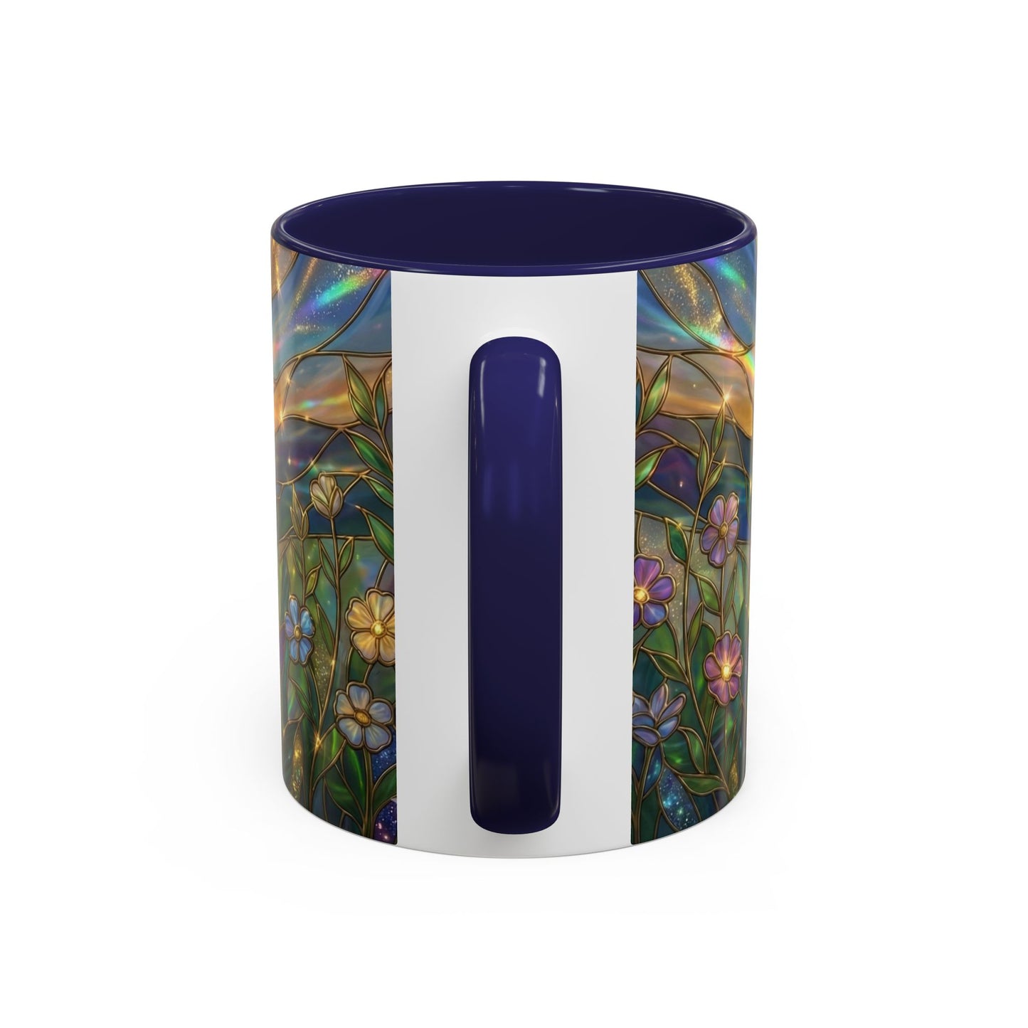 Stained Glass Cross Mug, Christian Coffee Cup With Floral Design, Faith Inspired Ceramic Mug, Religious Gift, 11oz 15oz