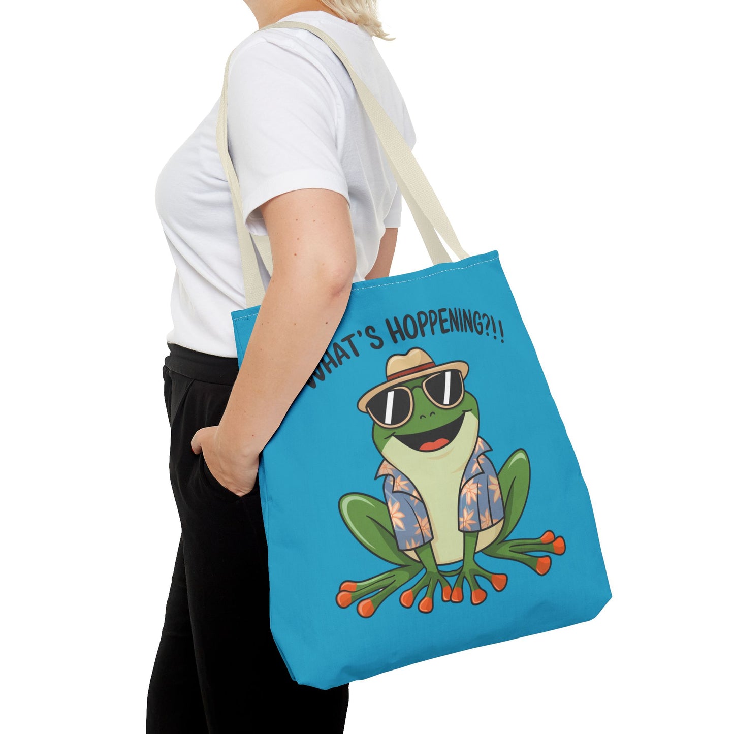 Frog Tote Bag - What's Hoppening Pun Design