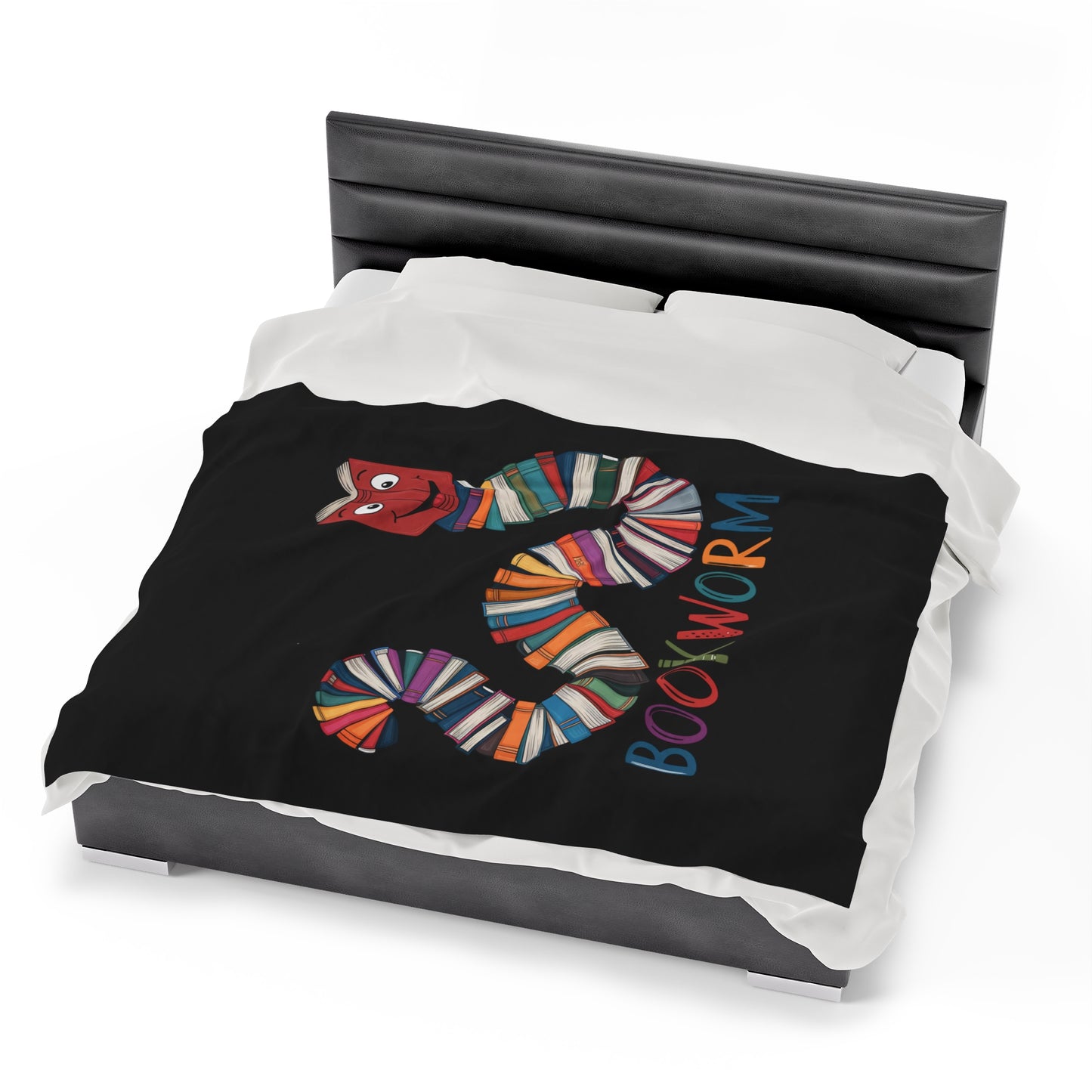 Velveteen Plush Blanket - Bookworm Design