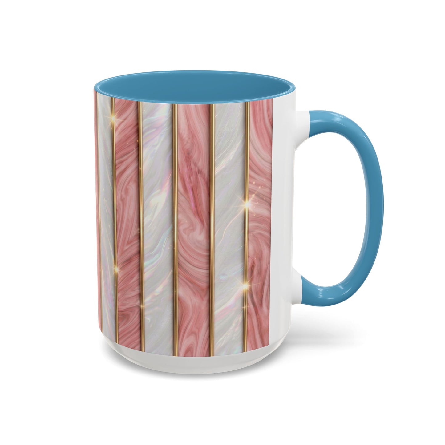 Pink Marble Coffee Mug, Gold Stripe Faux Agate Cup, Glam Desk Accessory, Elegant Tea Mug, Luxury Gift for Her, Chic Office Desk Decor
