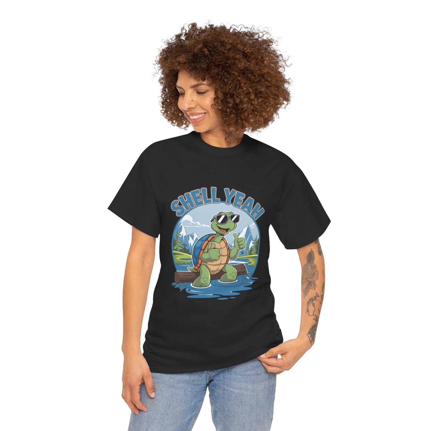 SHELL YEAH Turtle T-Shirt | Funny Cute Turtle Nature Graphic Tee | Handmade Animal Lover Gift | Eco Outdoor Adventure Shirt