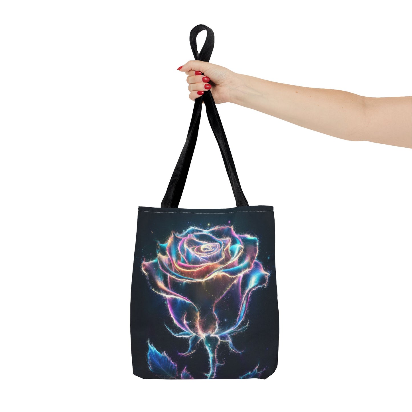 Neon Rose Tote Bag • Electric Floral Art Tote • Neon Glow Rose Canvas Carry-All • Vibrant Statement Floral Tote • Gift for Art Lovers