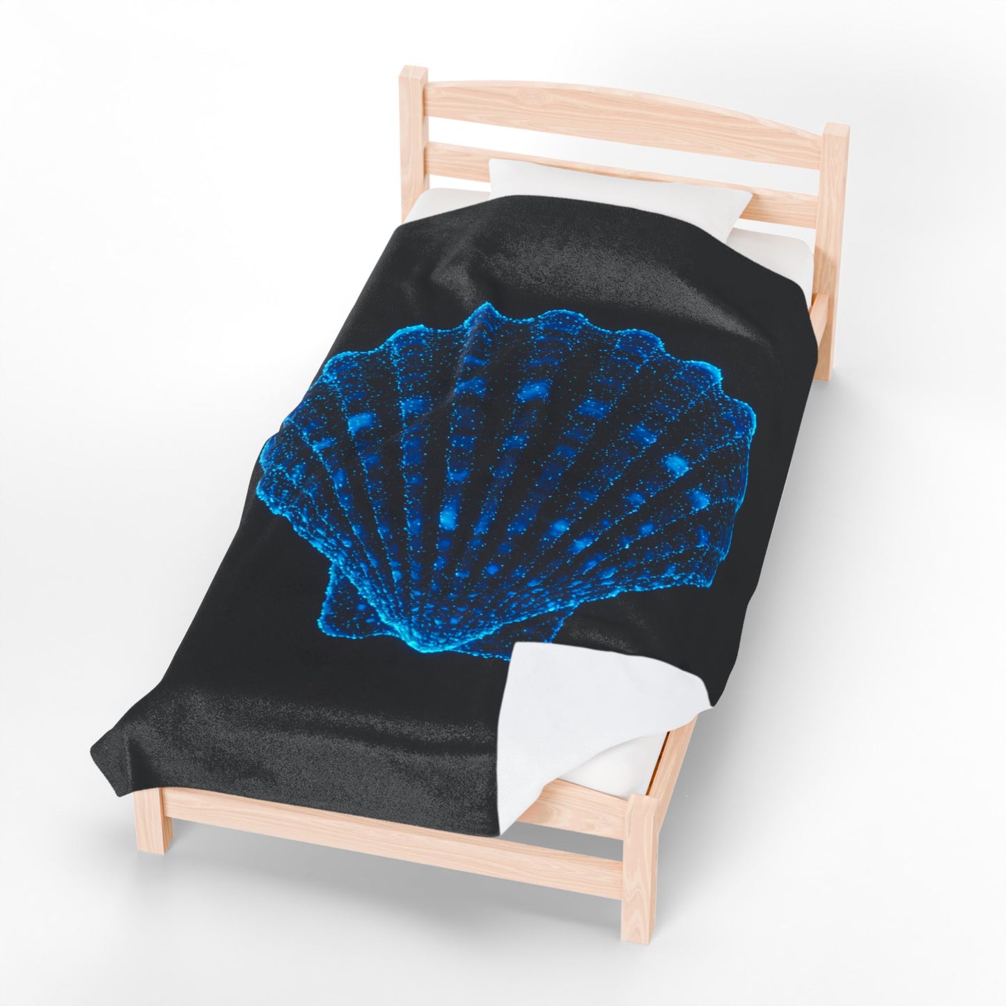 Plush Blanket with Bioluminescent Seashell Design Beach Decor Nautical Blanket