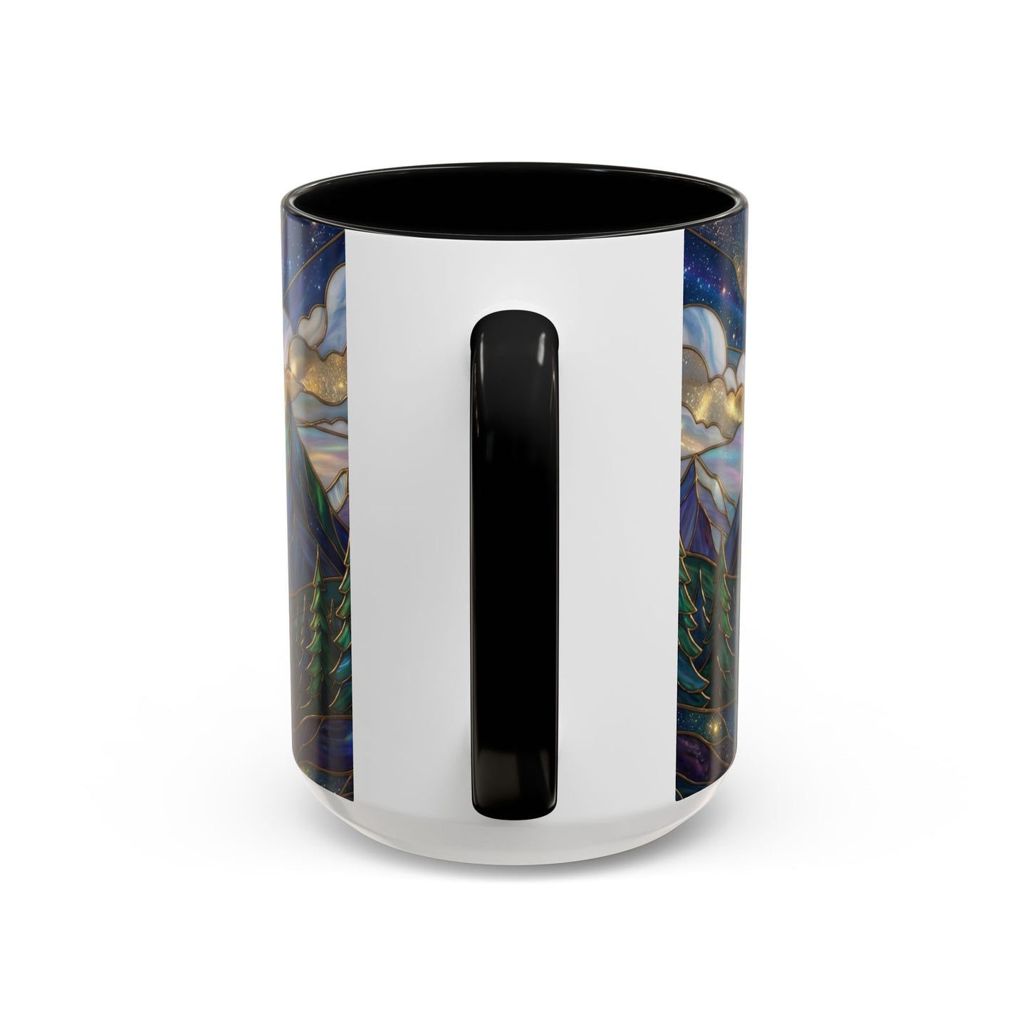 Mountain Art Mug, Scenic Mountain Coffee Cup, Nature Lover Ceramic Mug, Stained Glass Style Landscape, 11oz 15oz Gift, Outdoor Hiking Mug, Unique Coffee Tea Cup