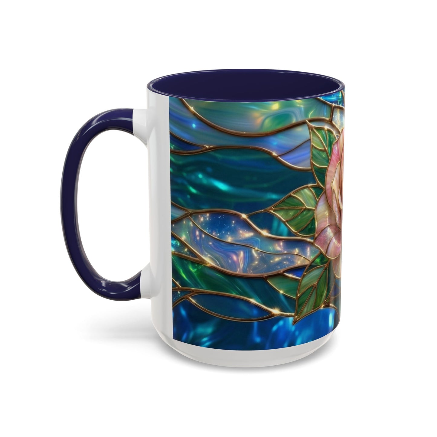 Stained Glass Rose Mug, Pink Flower Coffee Cup, Fantasy Floral Tea Cup, Magical Garden Gift, Galaxy Rose Art, Botanical Lover Present