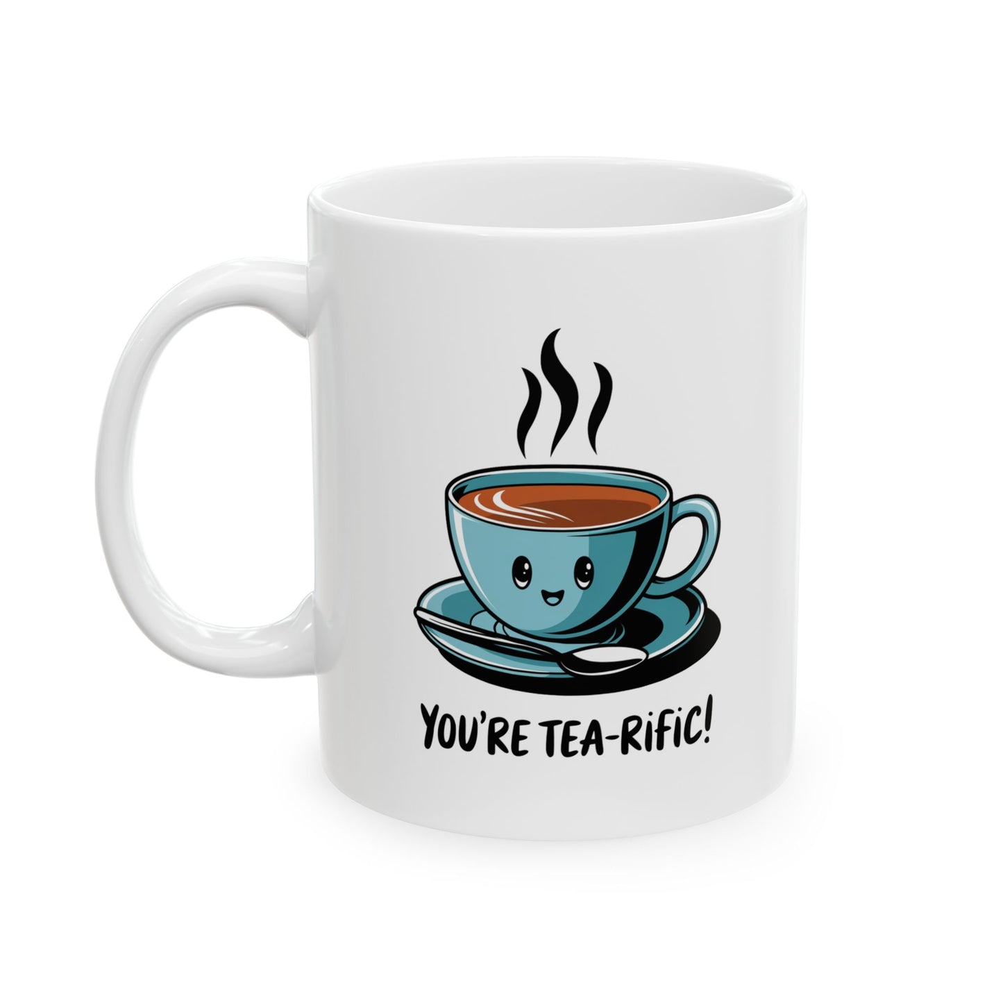 “You’re Tea-rific!” Tea Pun Mug | Cute Kawaii Tea Cup Mug | Funny Tea Lover Gift | Positive Vibes Ceramic Mug | Tea Time Kitchenware