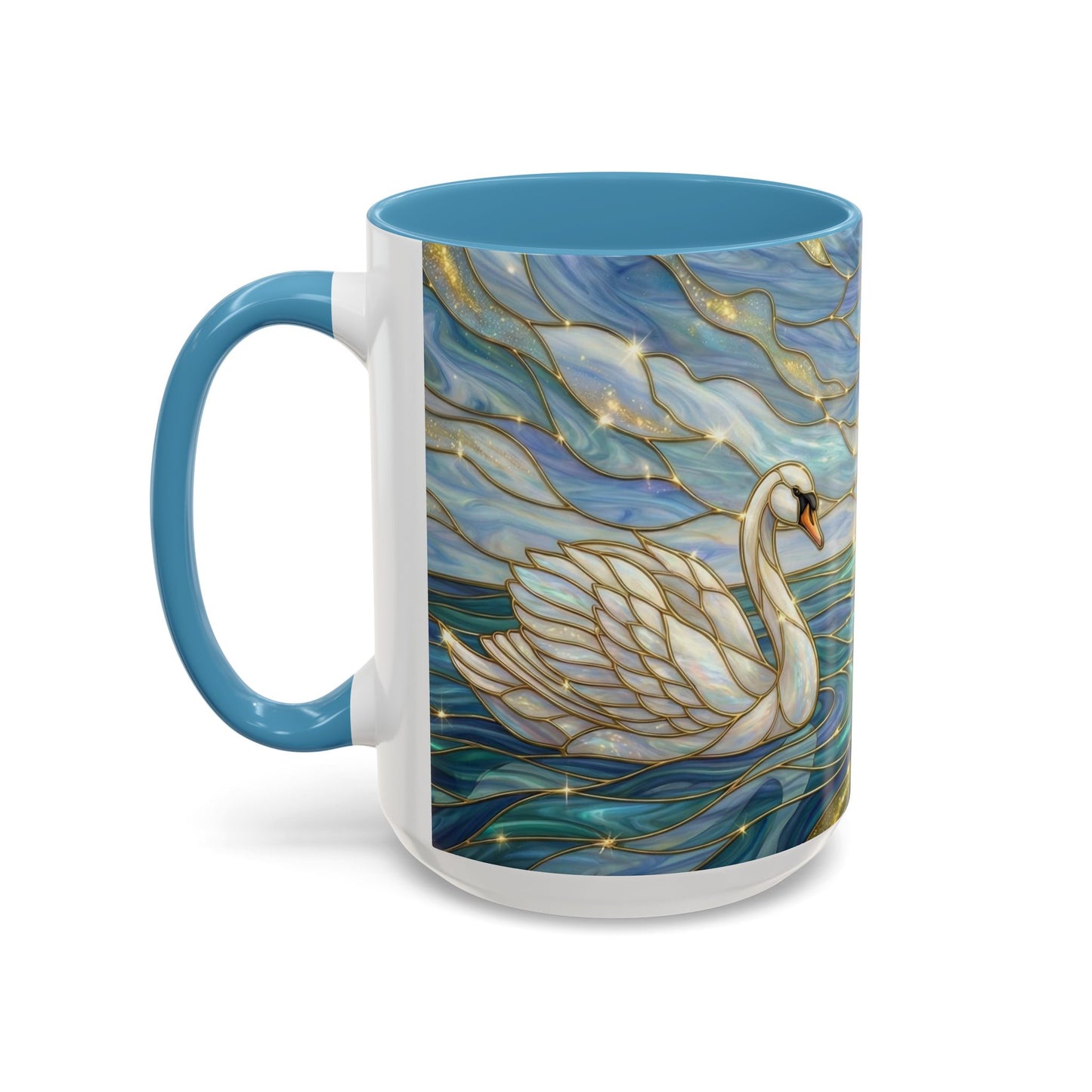 Swan And Horse Coffee Mug, Stained Glass Fantasy Art Mug, Elegant Animal Coffee Cup, Mythical Nature Gift, 11oz 15oz Ceramic Mug