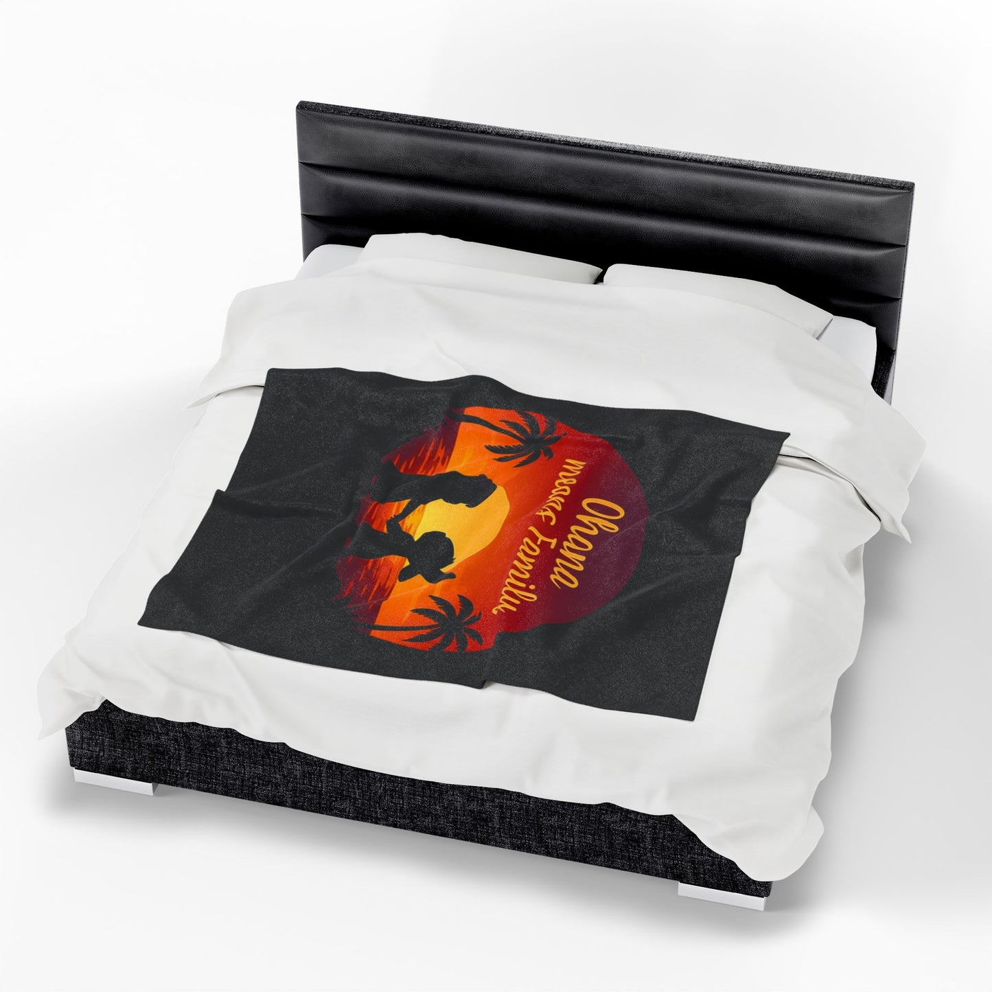 Ohana Means Family Blanket – Hawaiian Sunset Throw, Tropical Bedding, Stitch-Inspired Gift