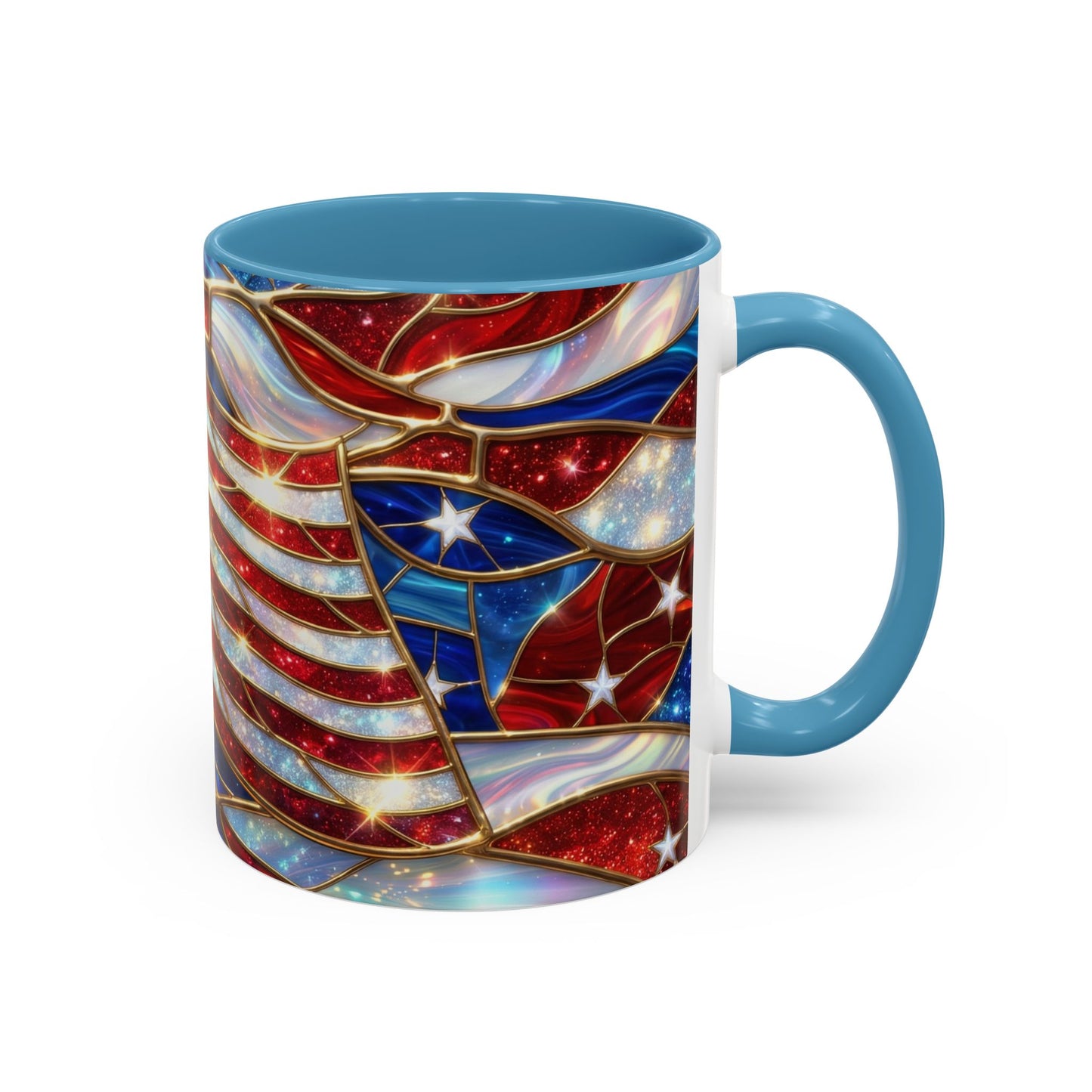 American Flag Mug, Stained Glass Flag Coffee Mug, Patriotic Mug, USA Flag Cup, Fourth Of July Gift, Veterans Gift Mug