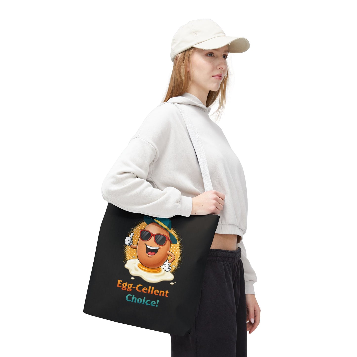 Tote Bag: Egg-Cellent Choice Thumbs Up Pun Design