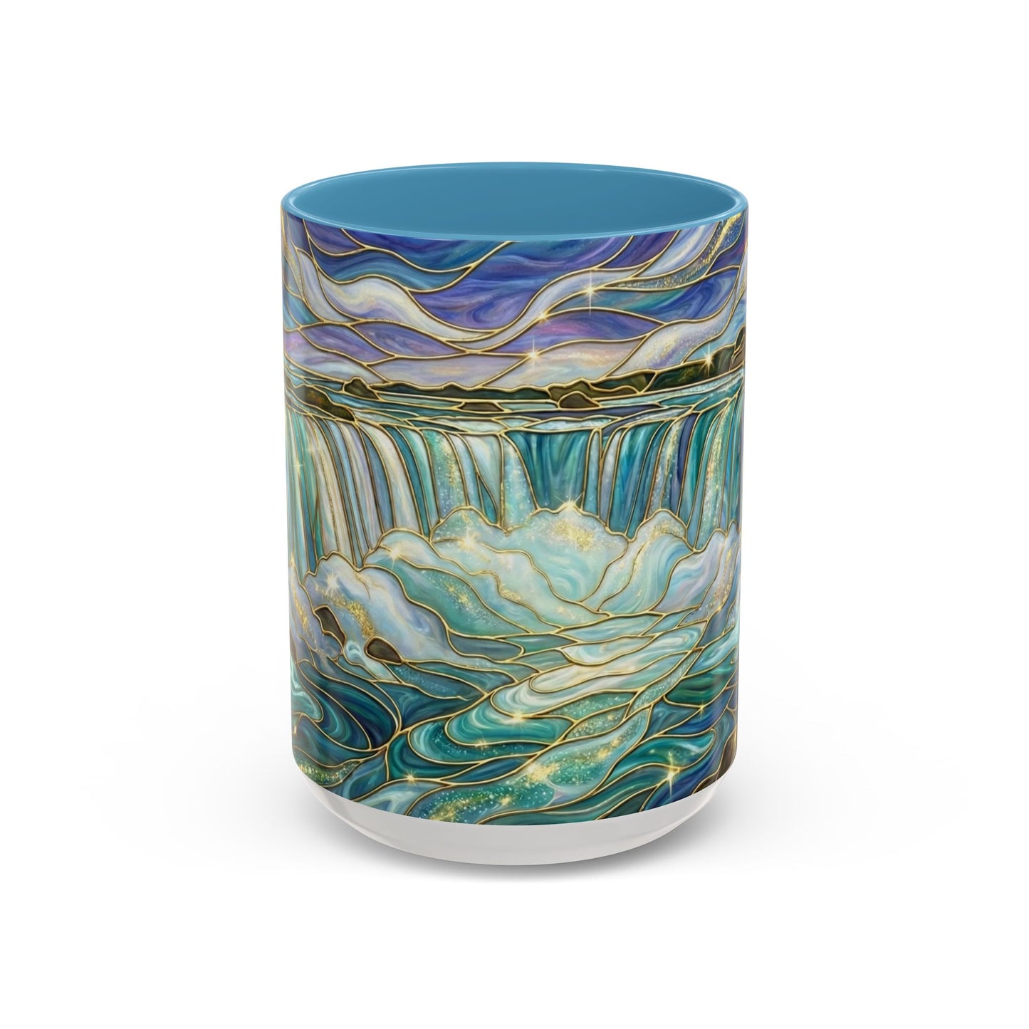 Faux Stained Glass Niagara Falls Mug, Waterfall Coffee Cup, Canada Souvenir Gift, Upstate New York Travel Memento, Nature Lover Tea Cup