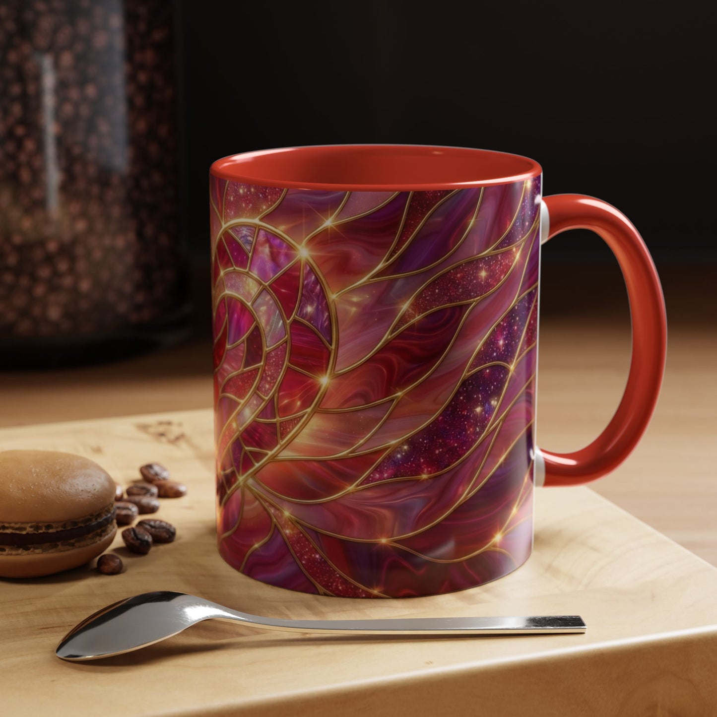 Stained Glass Heart Mug, Valentine Coffee Mug, Romantic Love Mug, Pink Red Ceramic Cup, Gift For Her, Anniversary Gift Mug