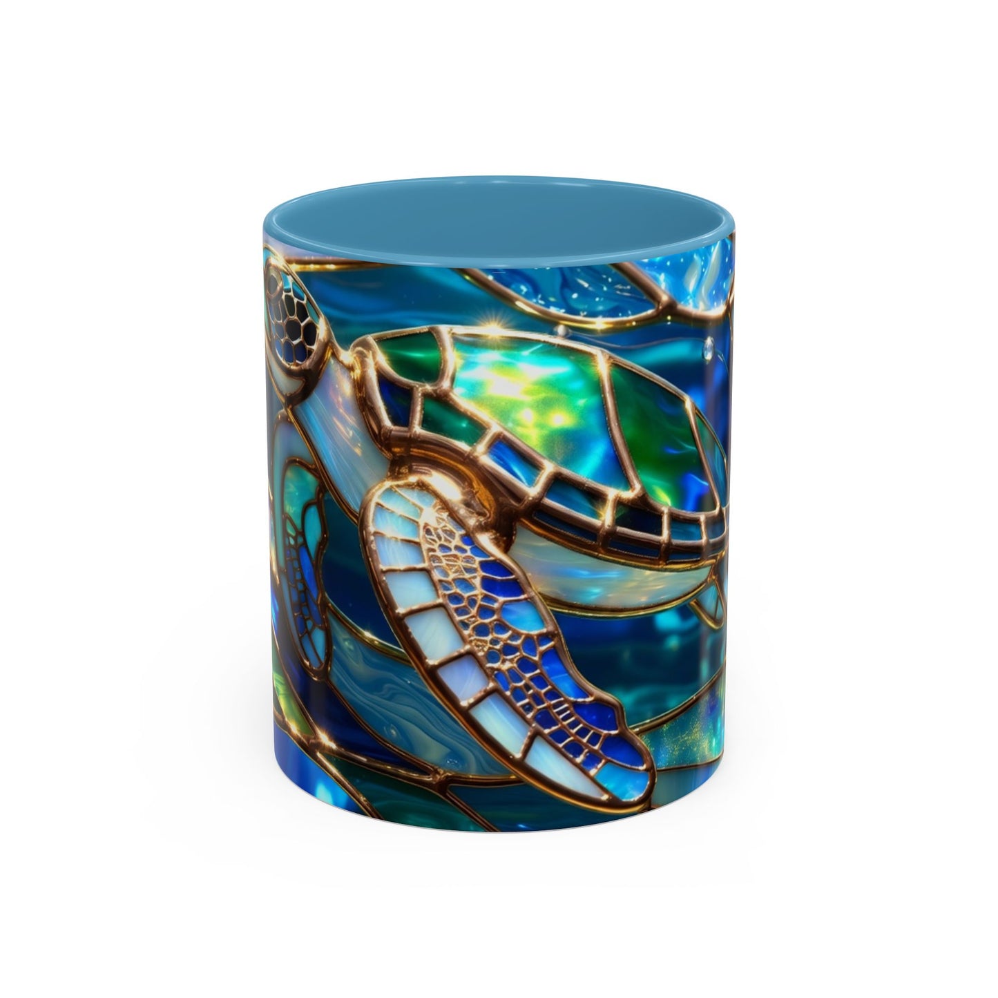 Stained Glass Sea Turtle Mug, Ocean Turtle Coffee Cup, Coastal Beach Mug Gift, Marine Life Art Cup, Sea Lover Gift, Ocean Wildlife Mug