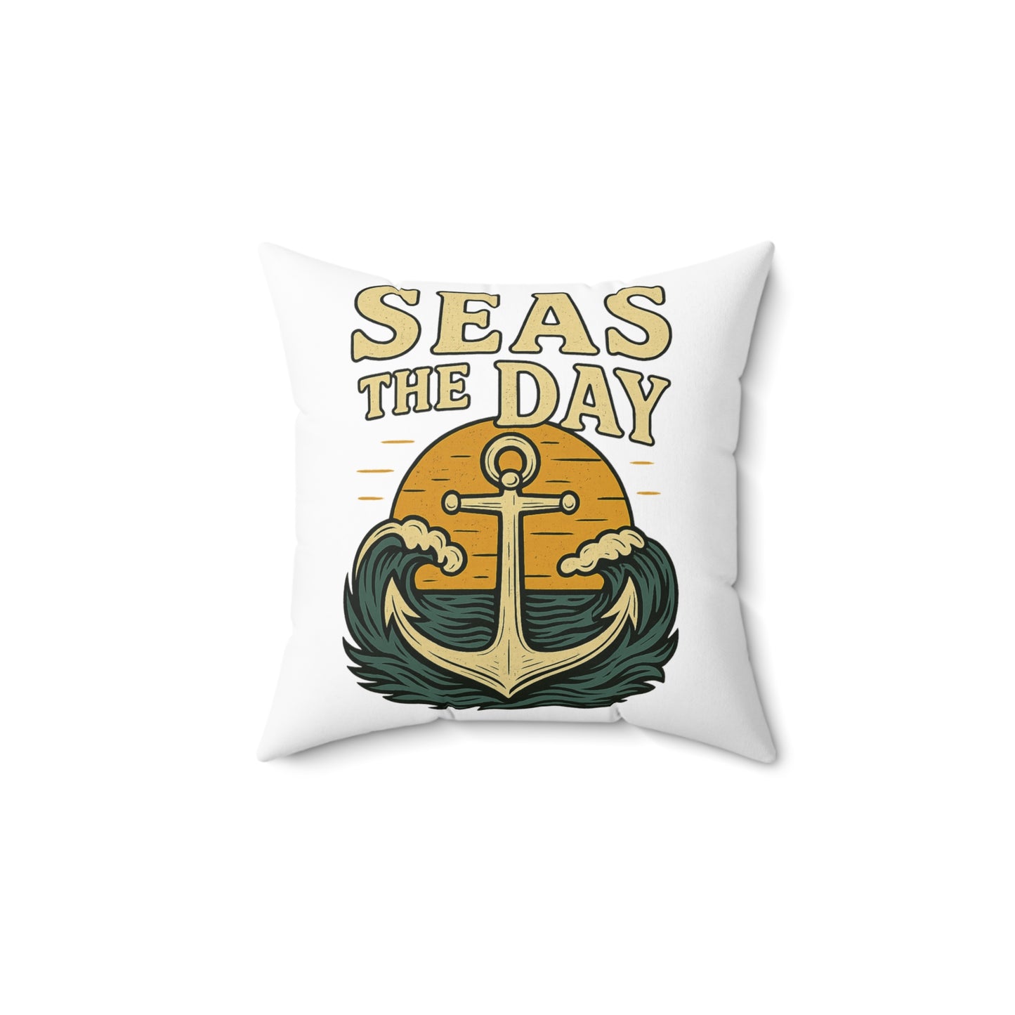 Pillow Seas the Day Nautical Decor Ocean Themed Throw Pillow Decoration Beach Decor