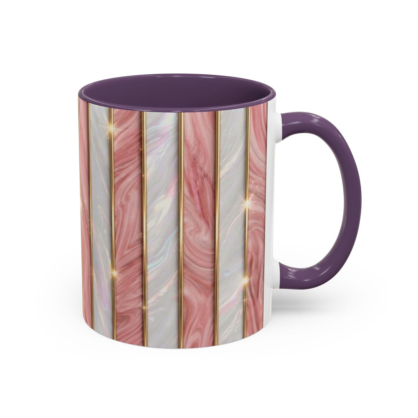 Pink Marble Coffee Mug, Gold Stripe Faux Agate Cup, Glam Desk Accessory, Elegant Tea Mug, Luxury Gift for Her, Chic Office Desk Decor