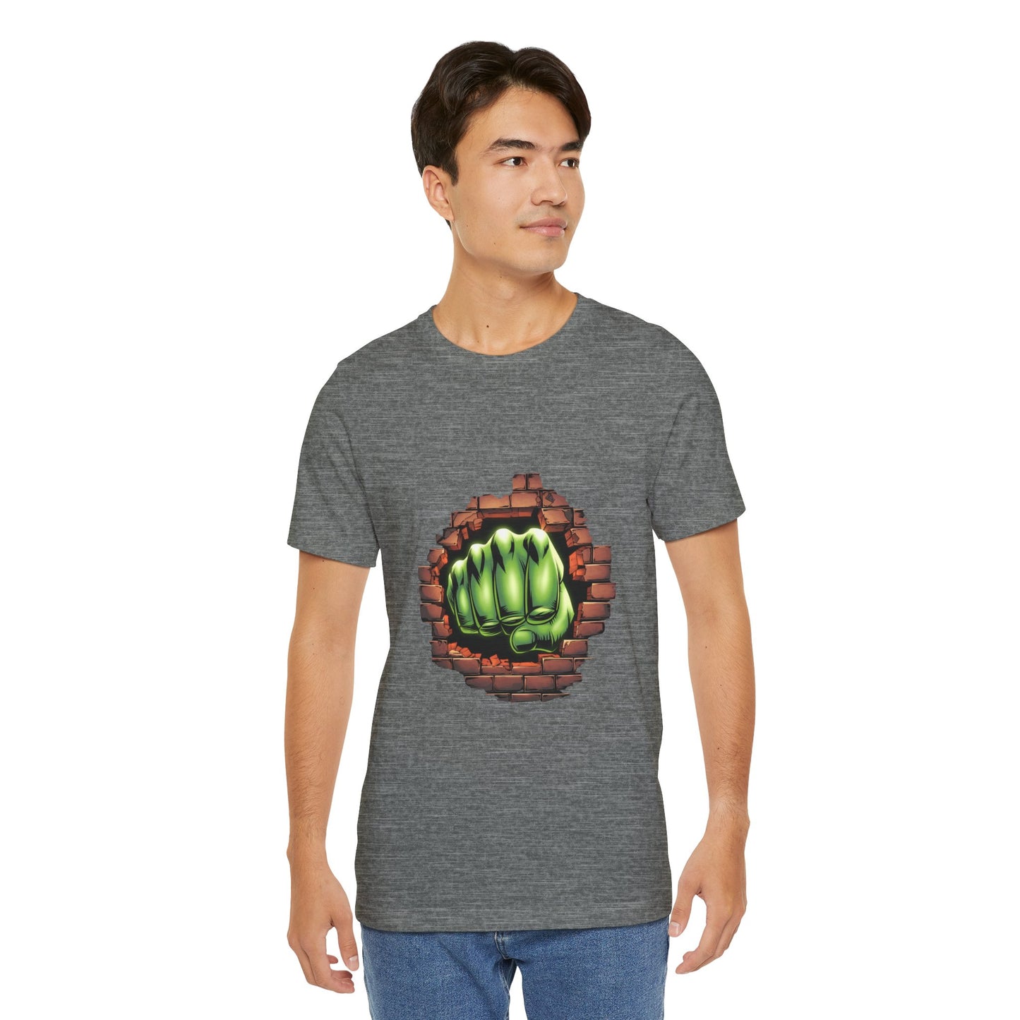 Green Hero Fist Graphic Tee – Superhero Shirt, Comic Pop Art, Gamer Gift, Y2K Dopamine Aesthetic, Funny Nerd Fashion, Unisex T‑shirt