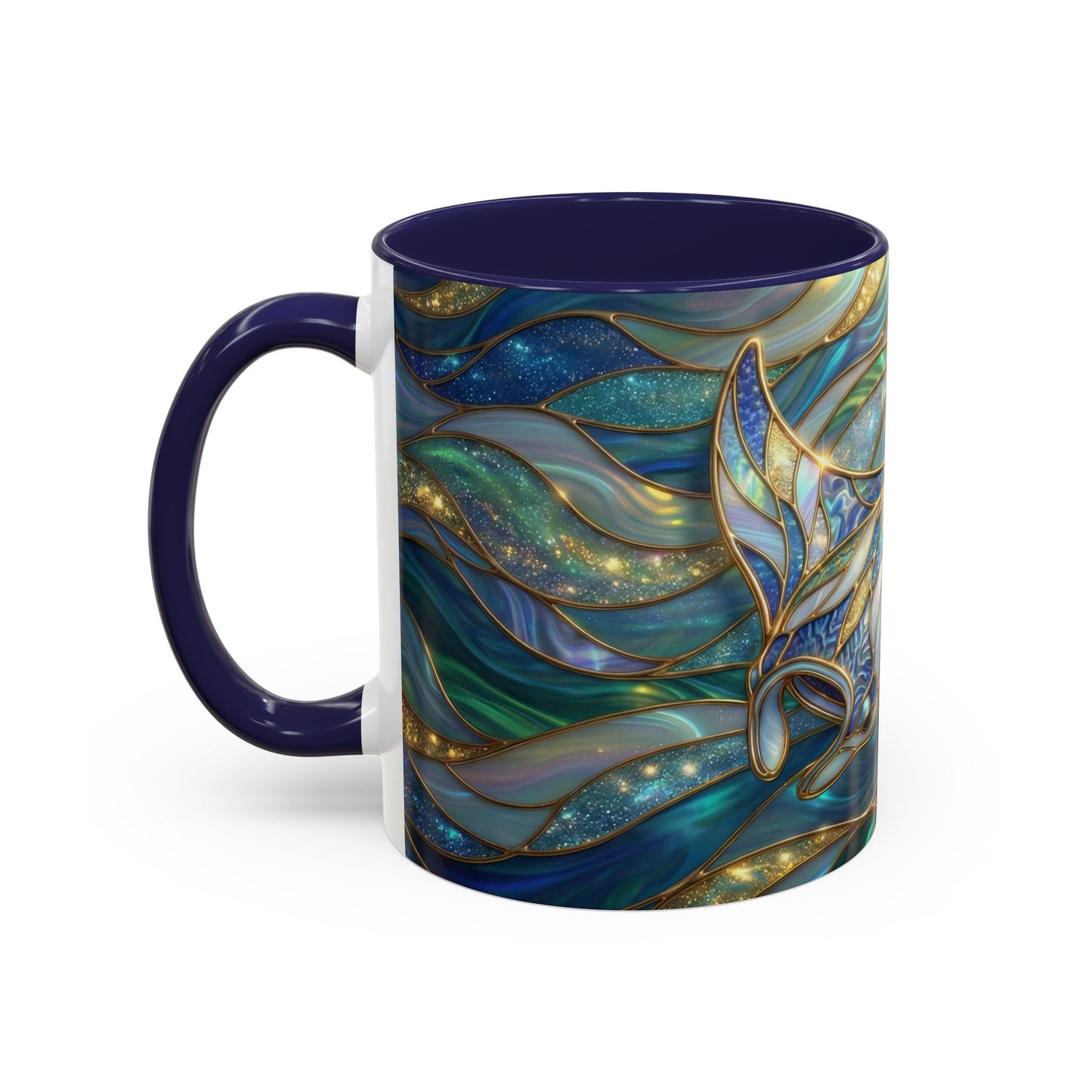 Stained Glass Manta Ray Mug, Ocean Coffee Cup, Manta Ray Art Mug, Nautical Gift, Coastal Decor Mug, Marine Life Coffee Cup