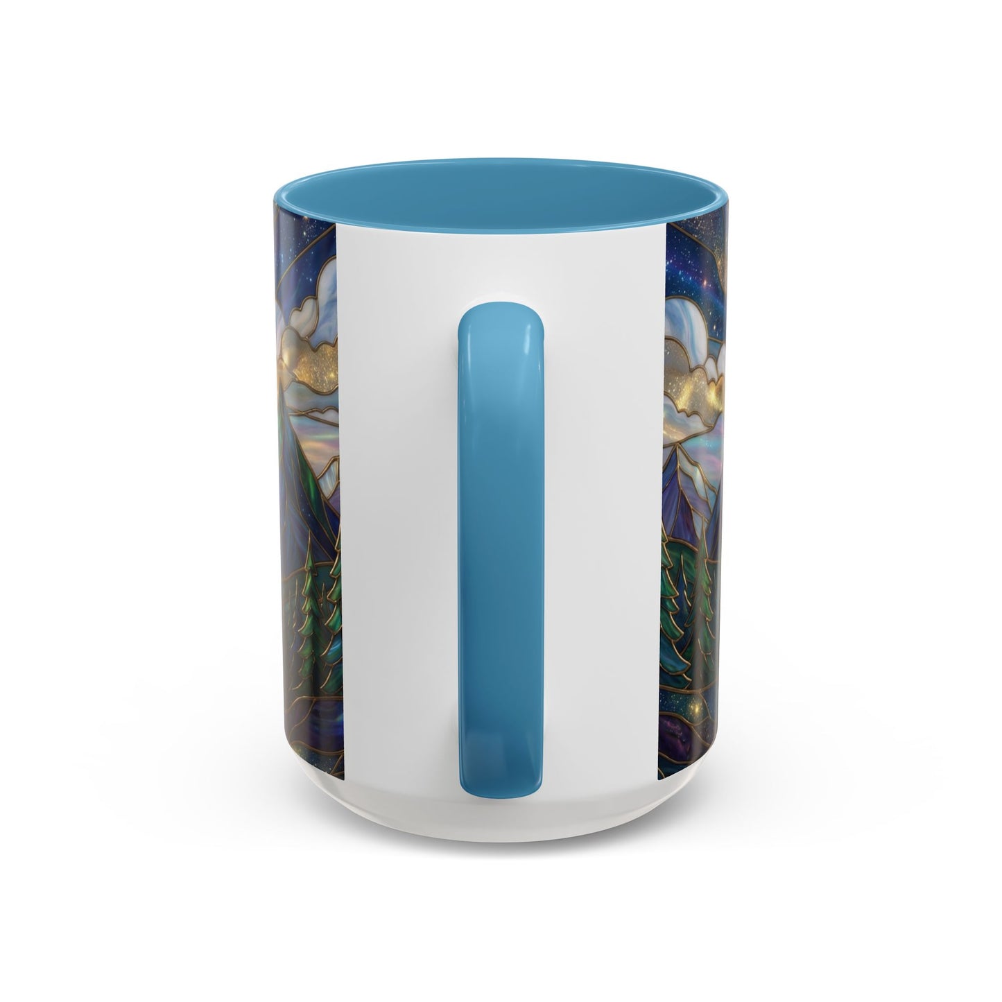 Mountain Art Mug, Scenic Mountain Coffee Cup, Nature Lover Ceramic Mug, Stained Glass Style Landscape, 11oz 15oz Gift, Outdoor Hiking Mug, Unique Coffee Tea Cup