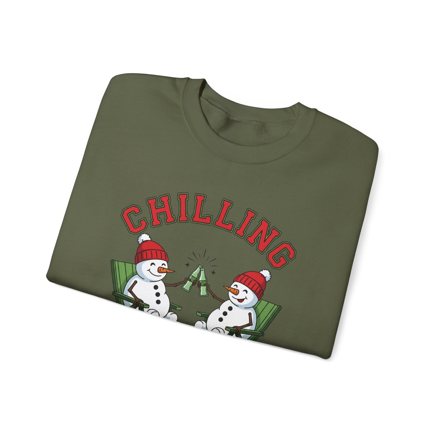 Chilling With My Snowmies Sweatshirt - Funny Christmas Snowman Sweater, Holiday Party Shirt, Cute Winter Gift, Matching Friends Xmas Top