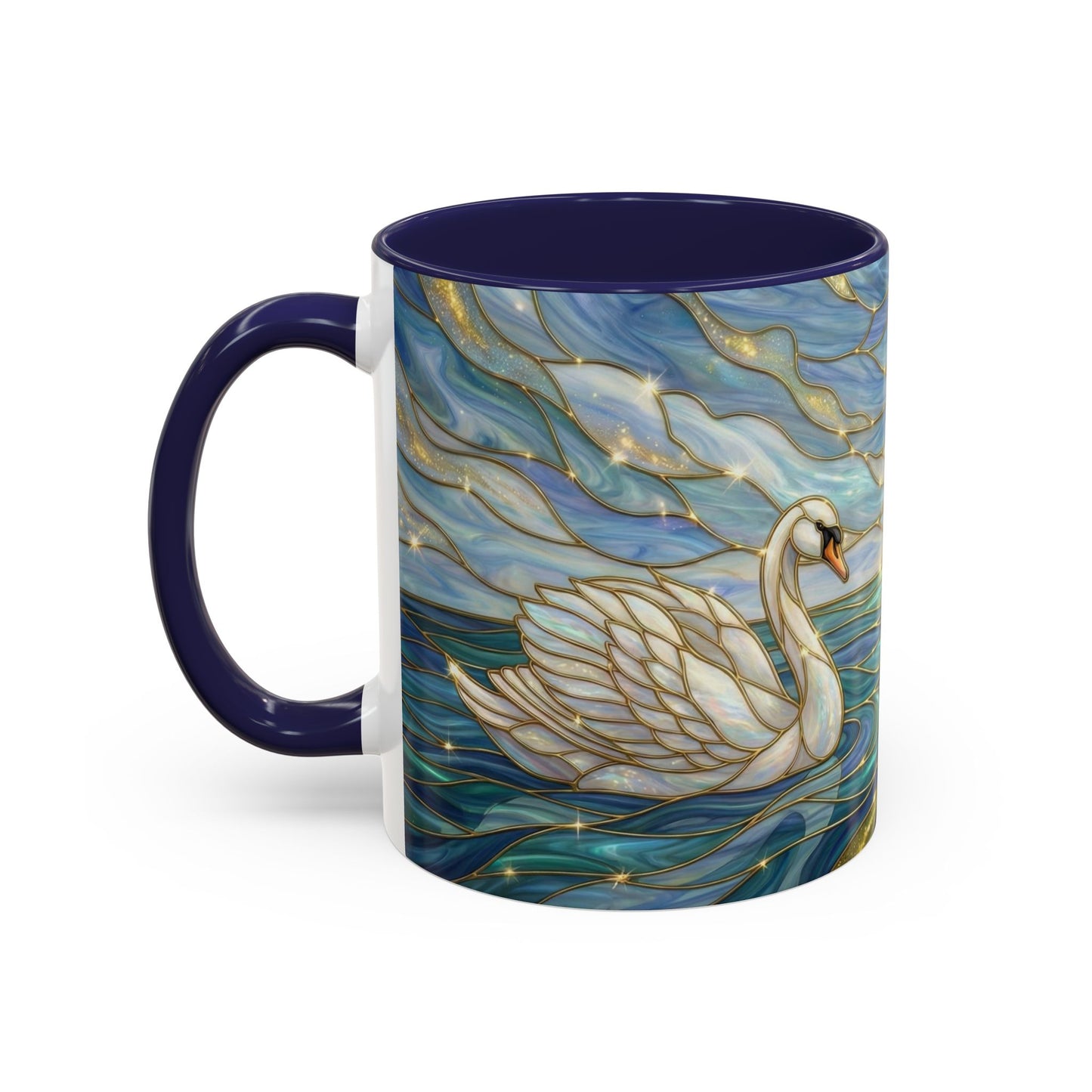 Swan And Horse Coffee Mug, Stained Glass Fantasy Art Mug, Elegant Animal Coffee Cup, Mythical Nature Gift, 11oz 15oz Ceramic Mug